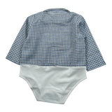 La Stupenderia Camicia Modello Body Bicolore con Fantasia A Quadri Bianco/Azzurro per Neonato 1TBBD01 BIANCO/AZZURRO LA STUPENDERIA 