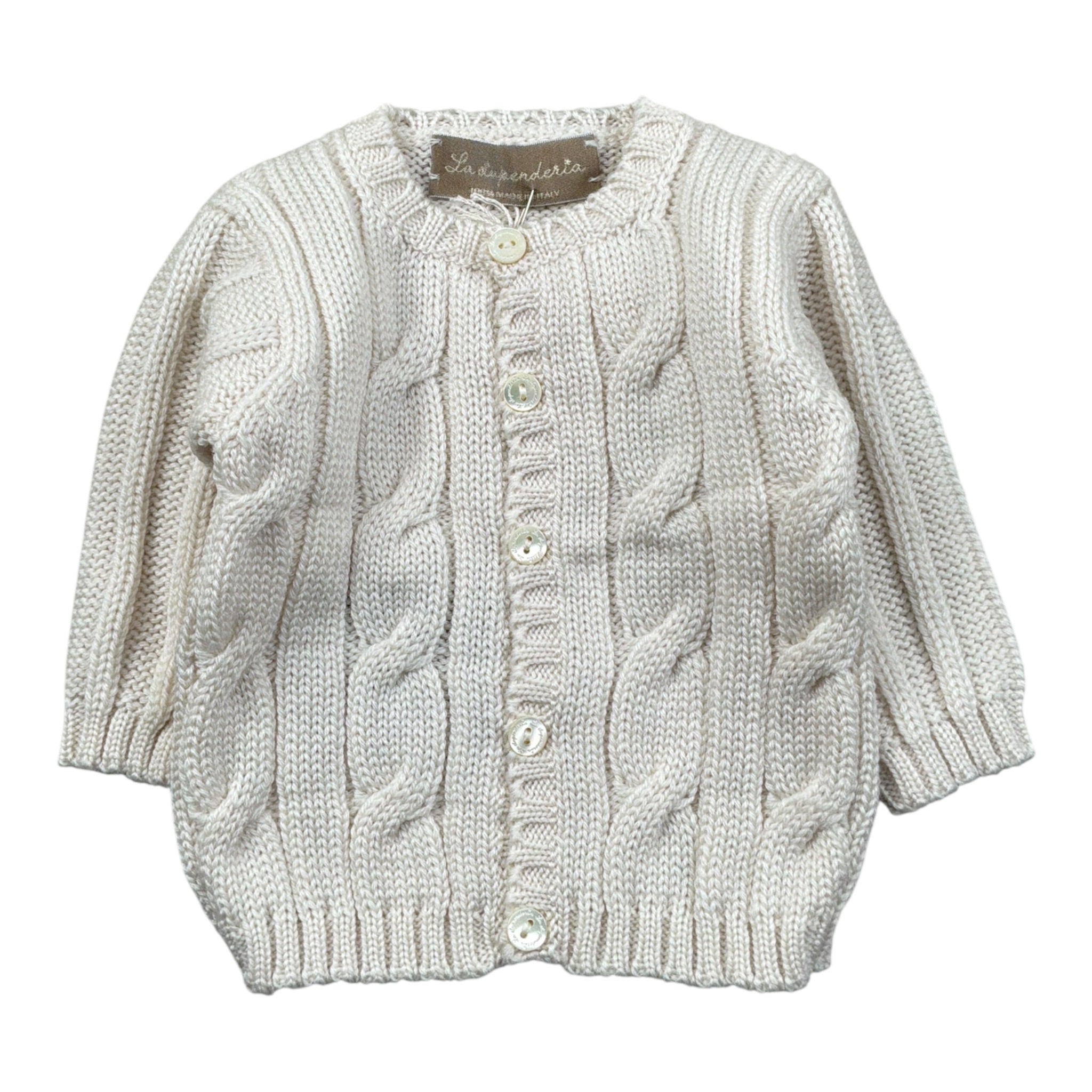 La Stupenderia Cardigan tinta unita con Trecce Panna per Neonato 1WCCR25 PANNA LA STUPENDERIA 