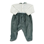 Lalalu' Tutina Bicolore In Velluto con Stampa Bianco/Verde per Neonato TCL13Q BIANCO/VERDE LALALU' 