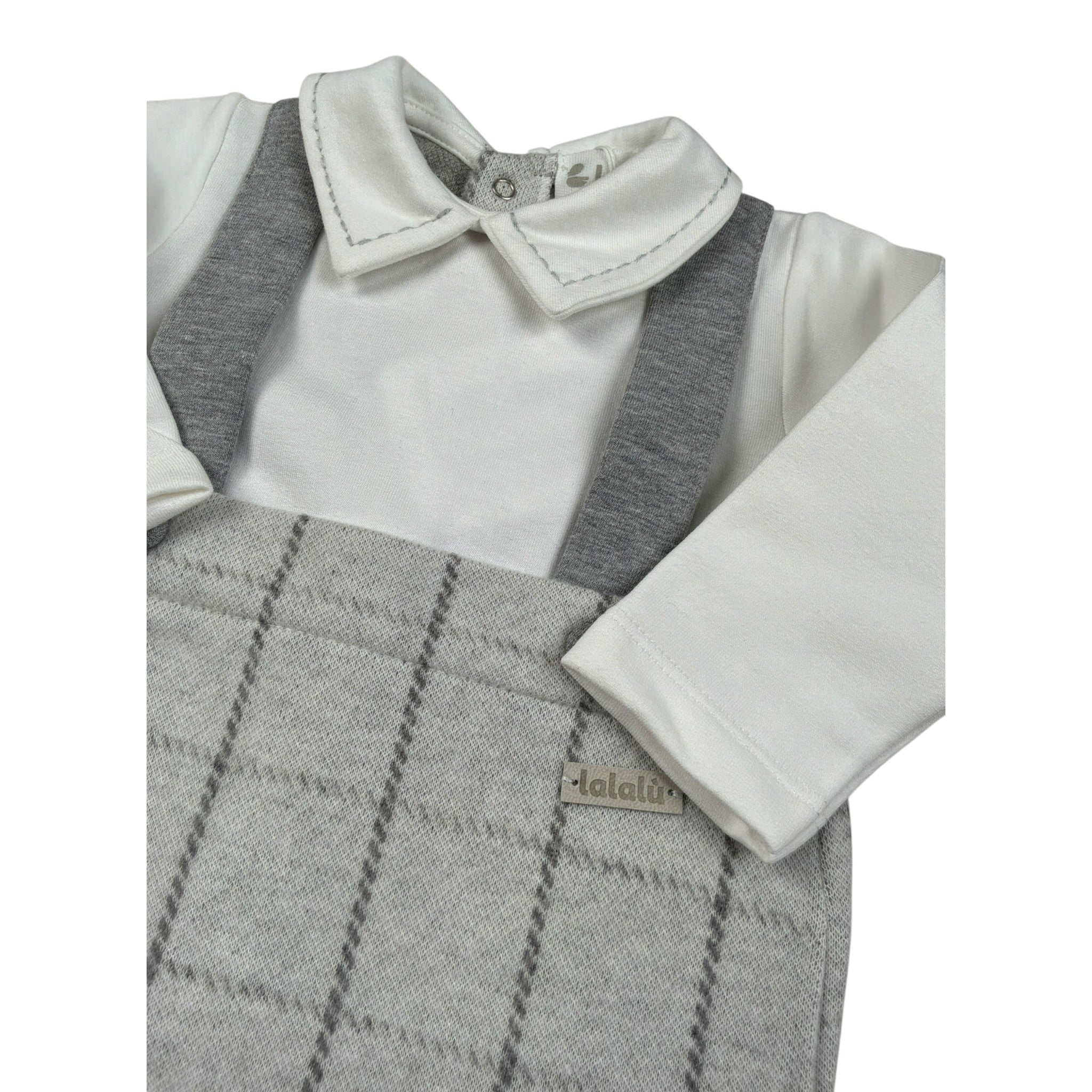 Lalalu' Tutina Bicolore con Fantasia A Righe Bianco/Grigio per Neonato TML02Q BIANCO/GRIGIO LALALU' 