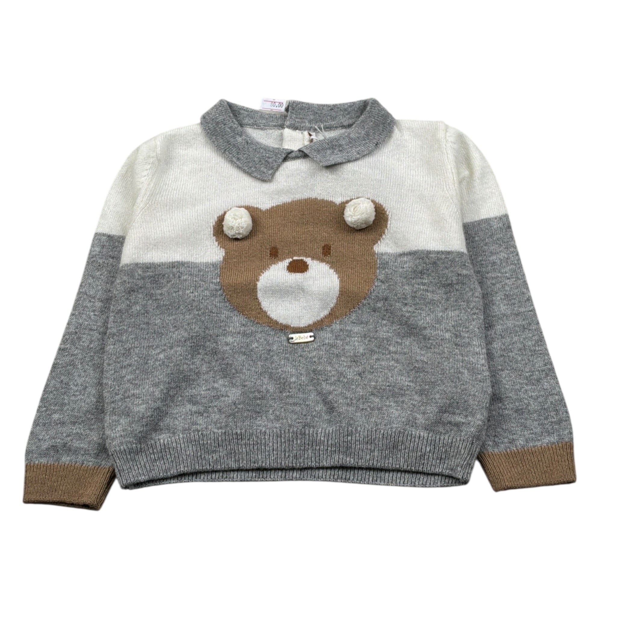 Le Bebe Maglia Bicolore con Colletto Panna/Grigio per Neonato LBB4702 PANNA/GRIGIO LE BEBE 