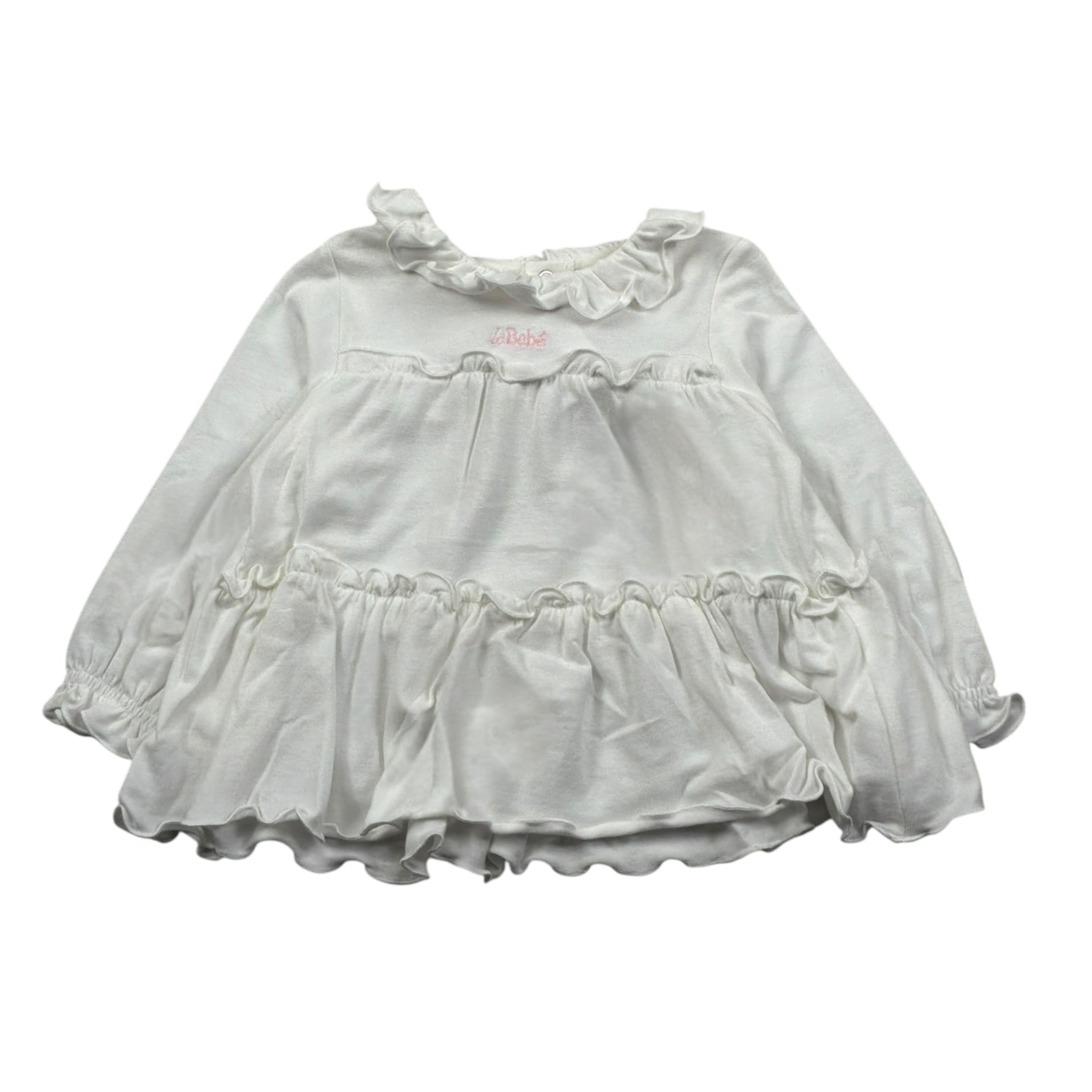 Le Bebe Shirt tinta unita con Stampa Bianco per Neonata LBG2307 BIANCO LE BEBE 