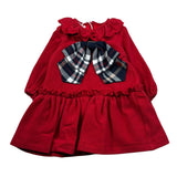 Le Bebe Abito Manica Lunga tinta unita con Fiocco Rosso per Neonata LBG5537 ROSSO LE BEBE 
