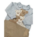 Le Bebe' Tutina Bicolore con Stampa Colletto Beige/Azzurro per Neonato LBB5102 BEIGE/AZZURRO LE BEBE' 