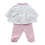 Le Bebe' Completo 2Pz Maglia-Ghettina In Velluto Bianco/Rosa per Neonata LBG6018 BIANCO/ROSA LE BEBE' 