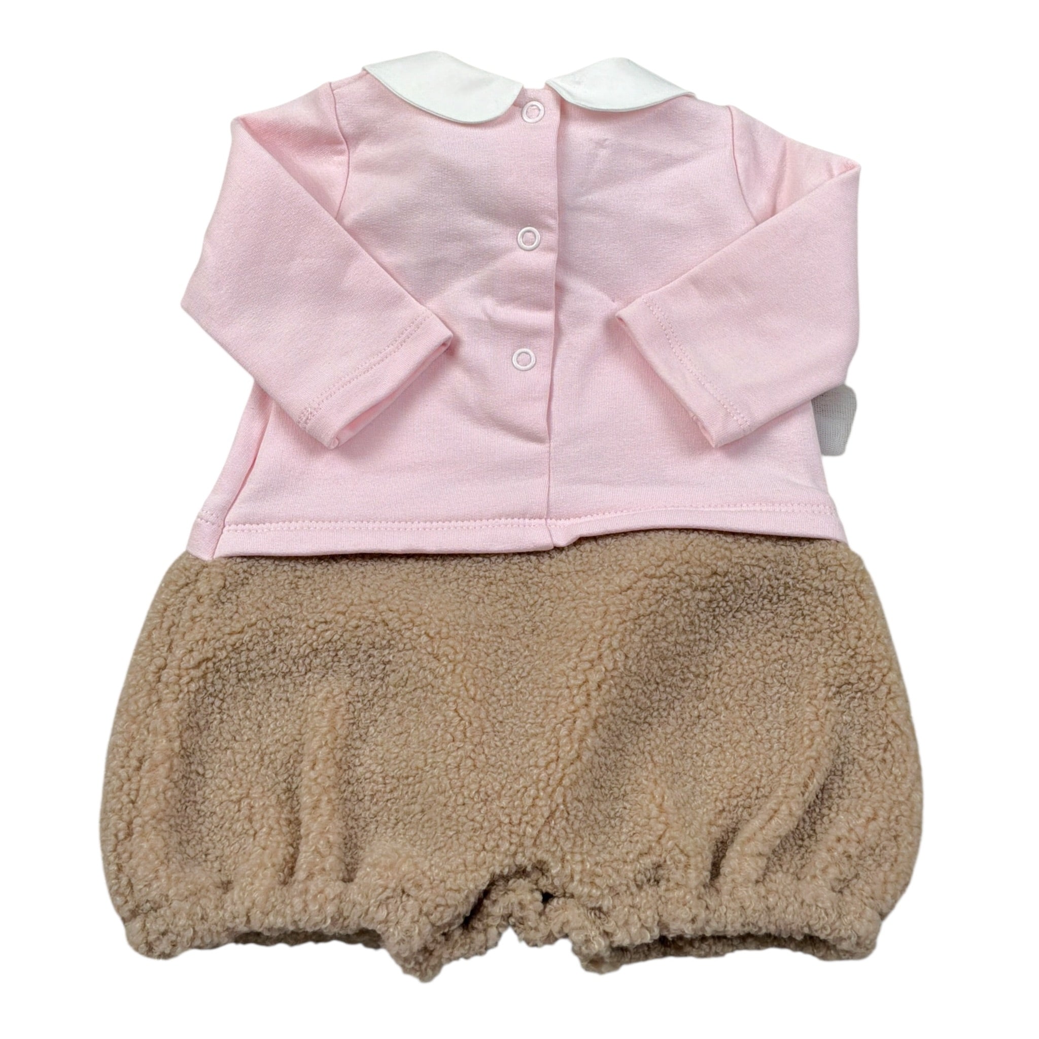Le Bebe' Pagliaccetto Bicolore con Colletto Rosa/Beige per Neonata LBG6036 ROSA/BEIGE LE BEBE' 