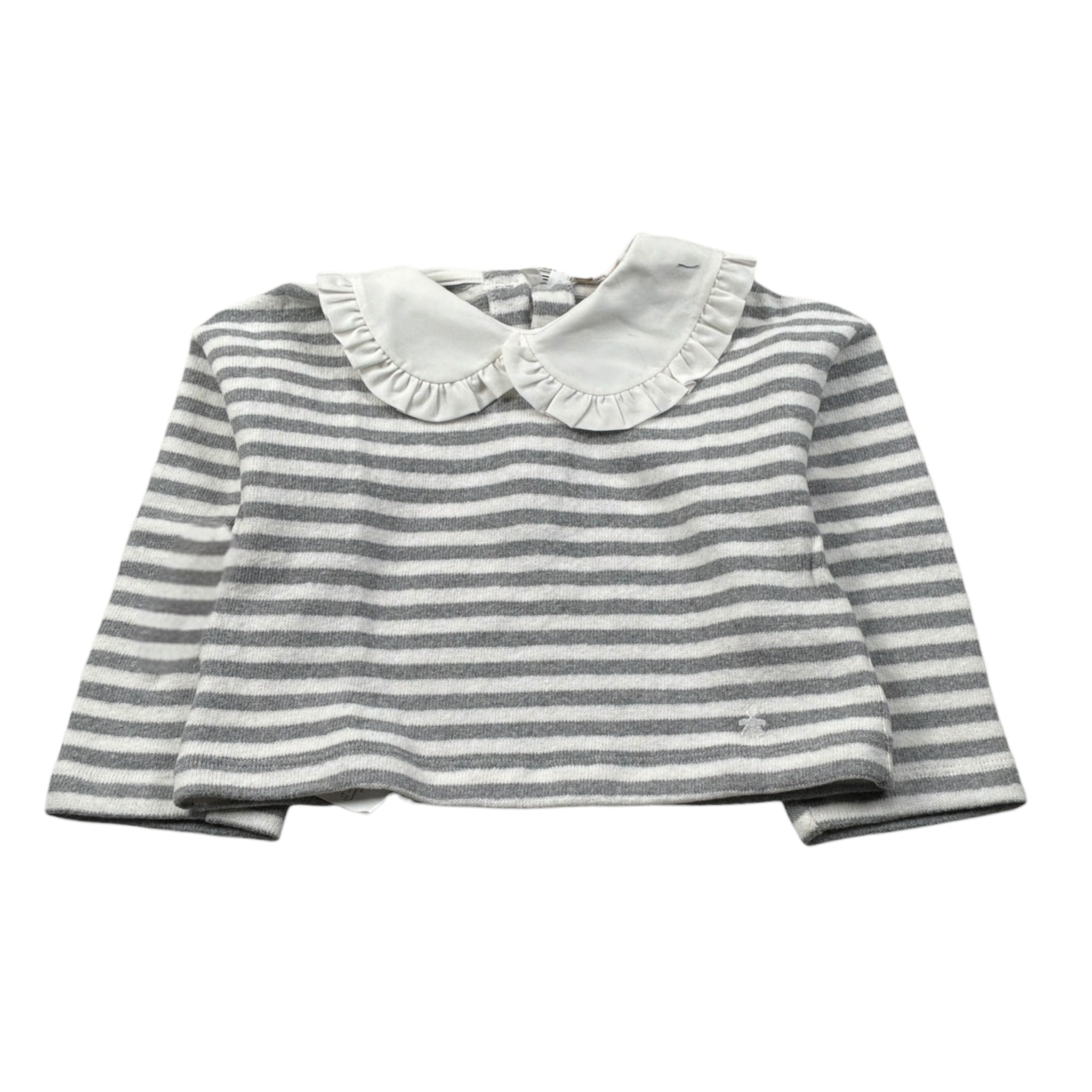 Le Bebe' Maglia Fantasia A Righe con Colletto Bianco/Grigio per Neonata LBG6071 BIANCO/GRIGIO LE BEBE' 