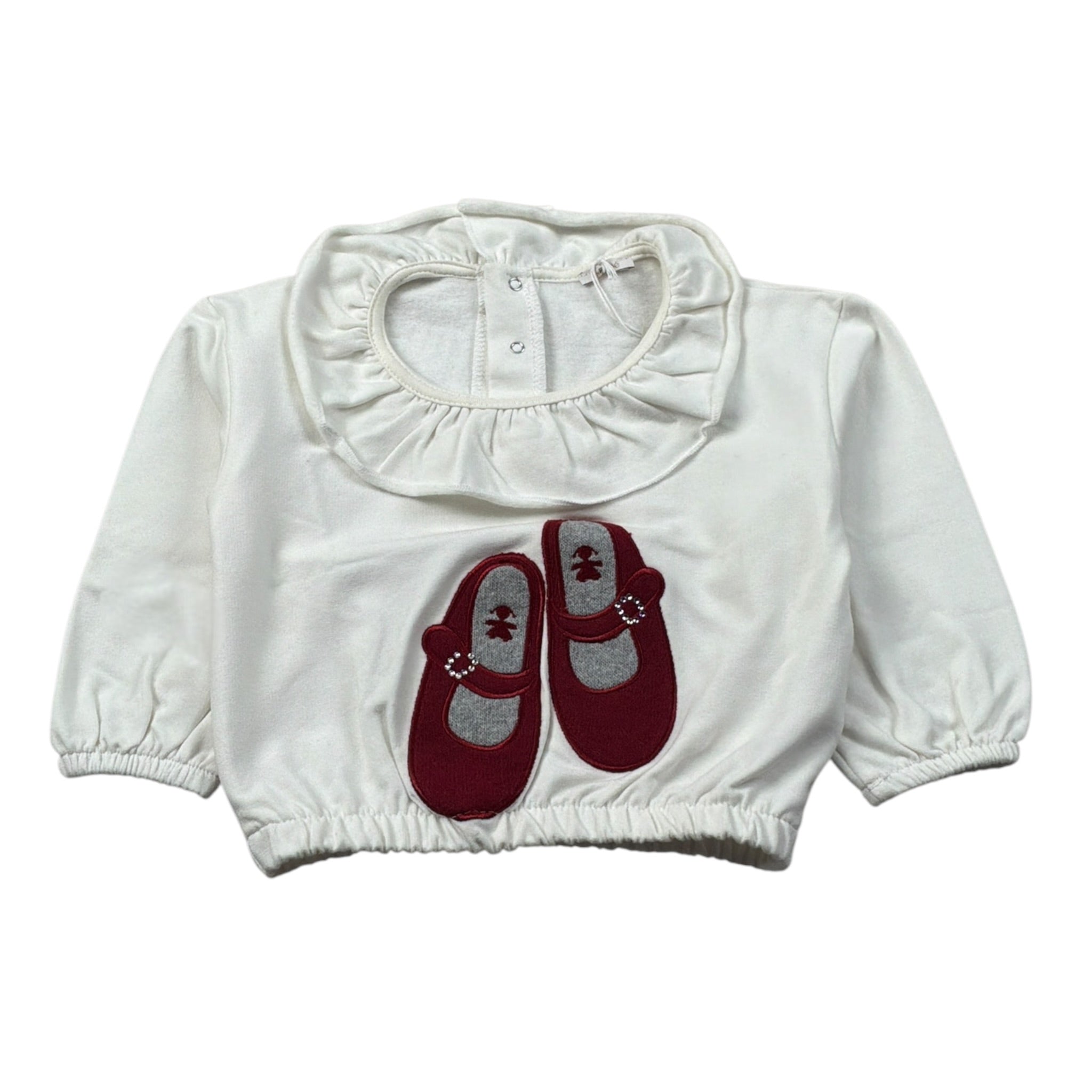 Le Bebe' Felpa Chiusa tinta unita con Colletto Bianco per Neonata LBG6077 BIANCO LE BEBE' 