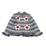 Le Coconne Maglia tinta unita con Fantasia A Righe Grigio per Bambina LCN2753J GRIGIO LE COCONNE 