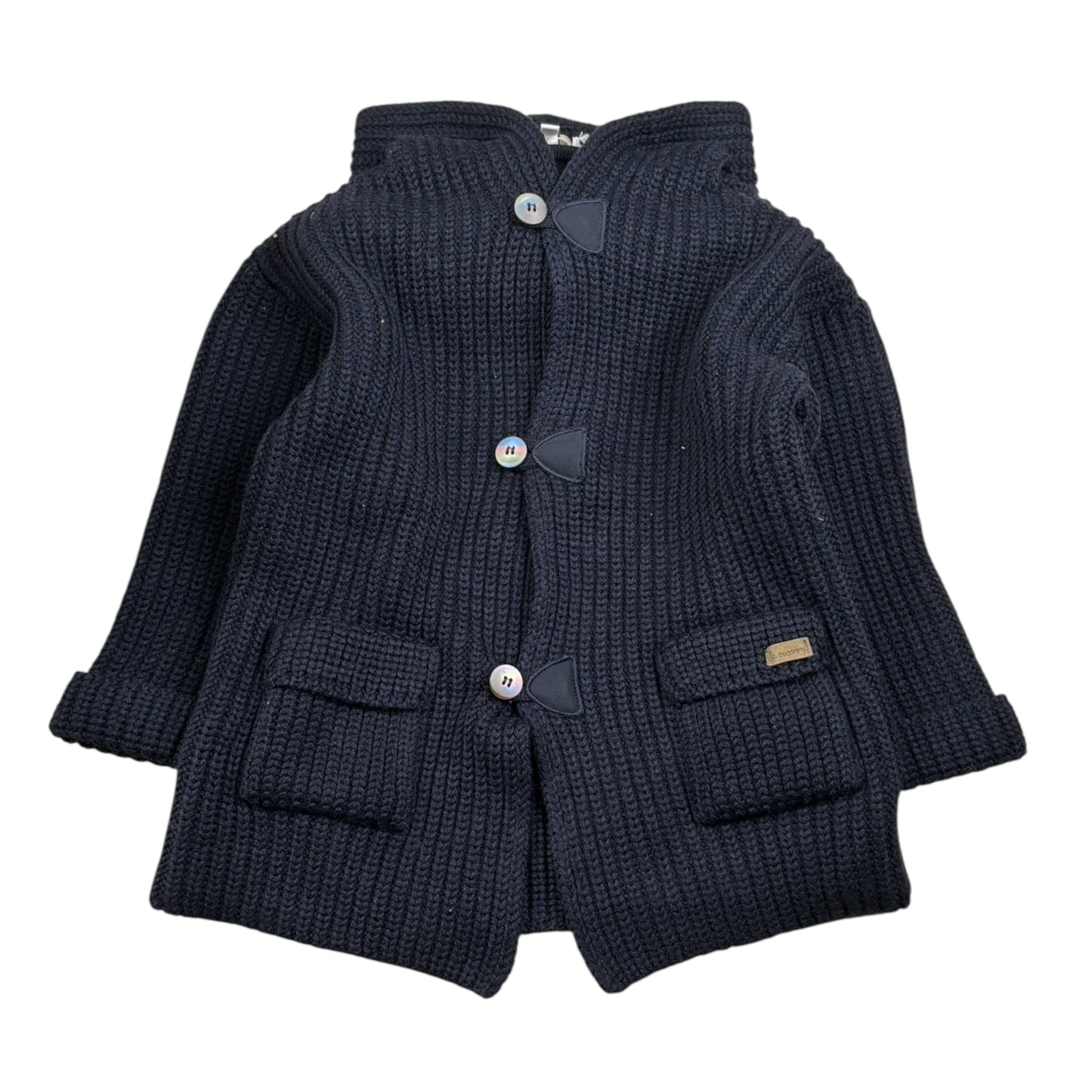 Le Coconne Cardigan tinta unita con Cappuccio Blu per Neonato SMAL BLU LE COCONNE 