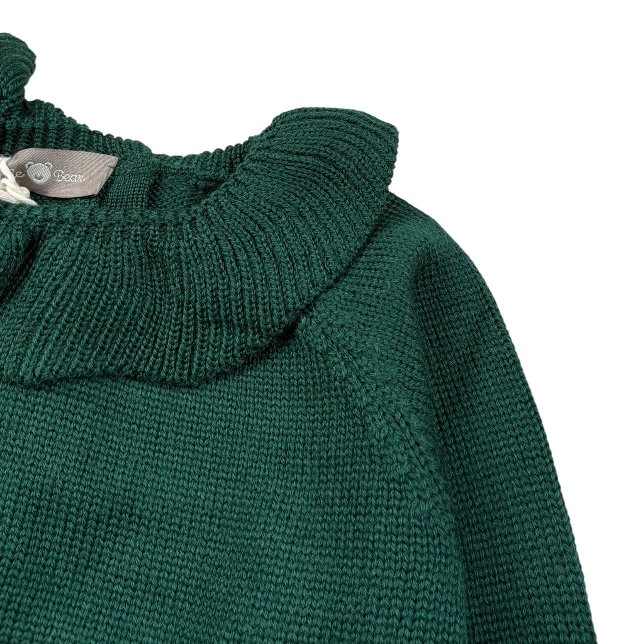 Little Bear Maglia tinta unita con Colletto Verde per Neonata 7157 VERDE LITTLE BEAR 