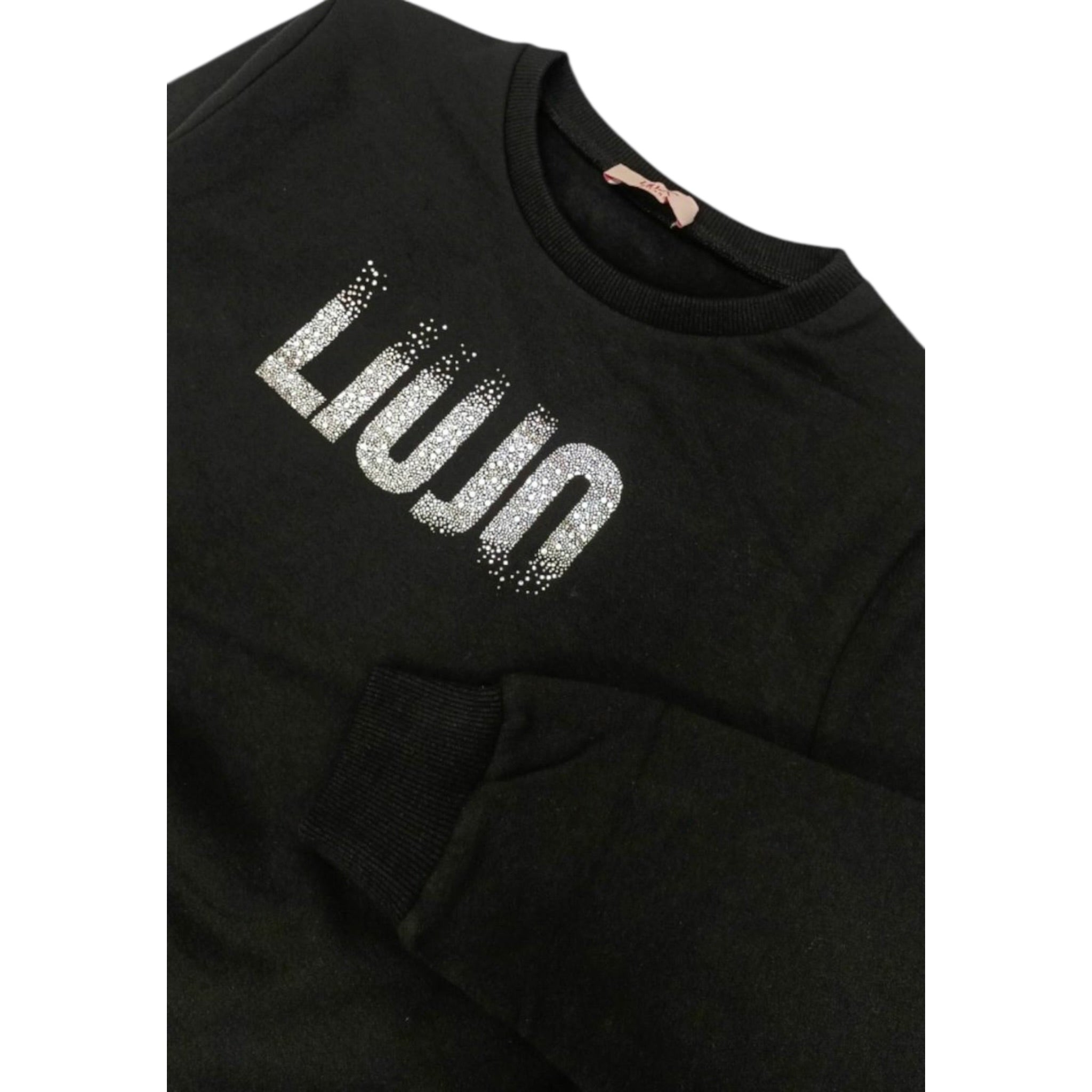 Liu Jo Felpa Xhiusa Girocollo Tinta Unit con Logo Nero per Bambina GF4025 NERO LIU JO 