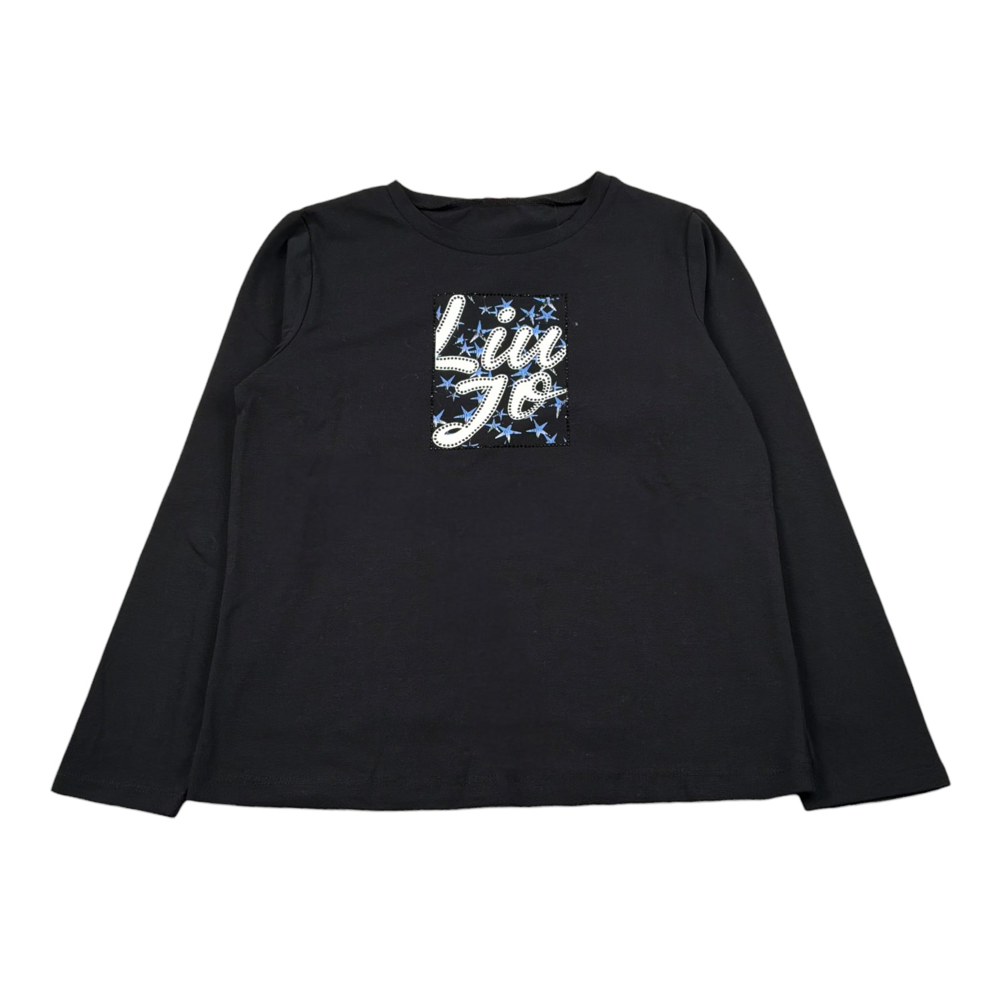 Liu Jo Shirt Girocollo tinta unita con Logo Nero per Bambina GF4094 NERO LIU JO 