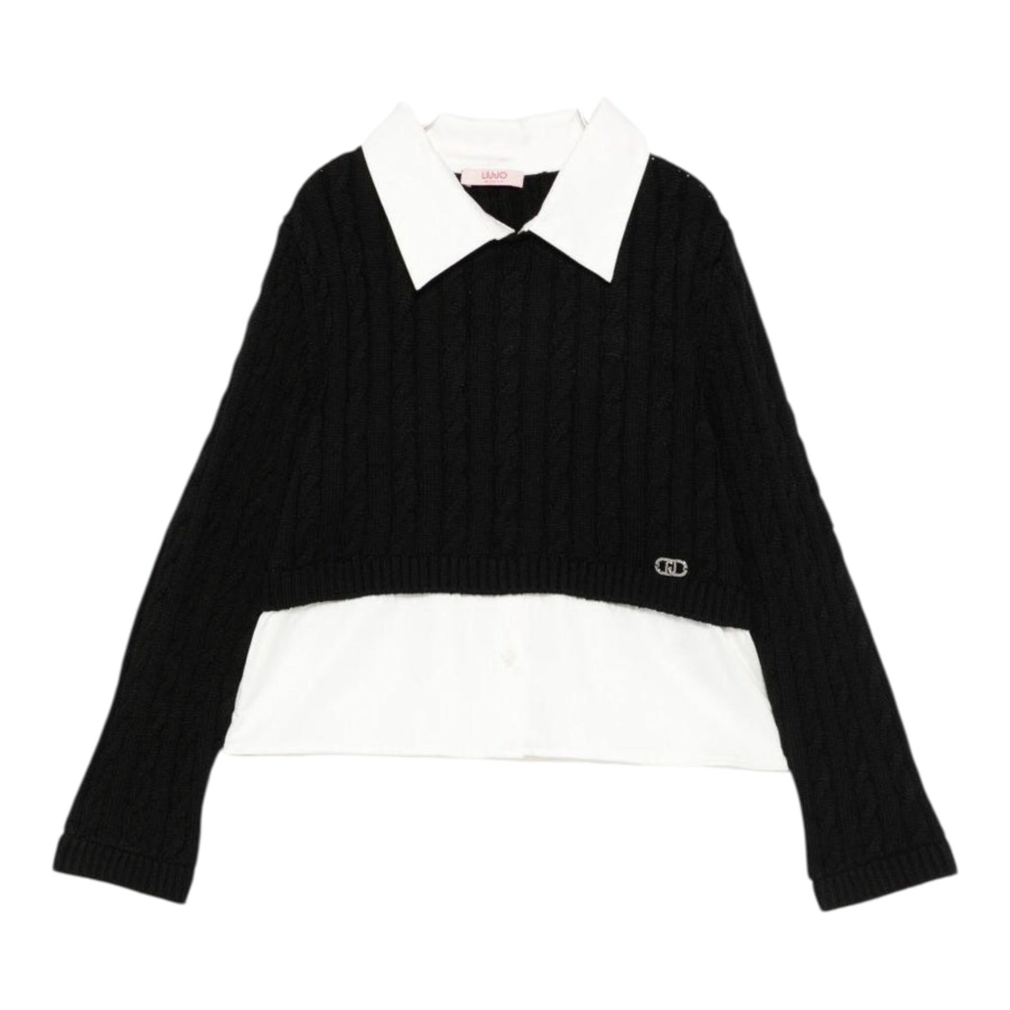 Liu Jo Maglia tinta unita con Finta Camicia Nero per Bambina GF5061 NERO LIU JO 