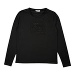 Liu Jo Shirt Girocollo tinta unita con Brillantini Nero per Bambina GF5080 NERO LIU JO 
