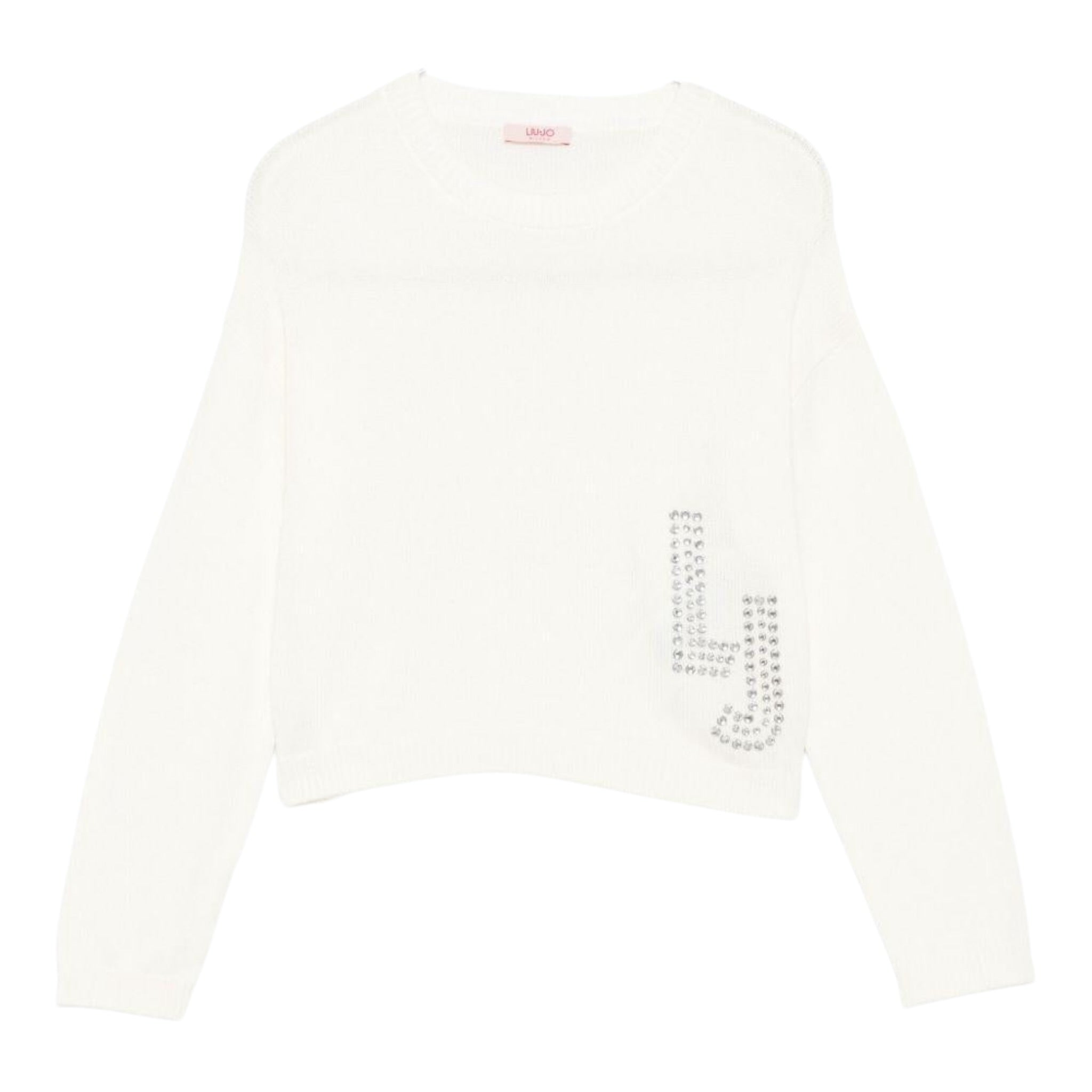 Liu Jo Maglia Girocollo tinta unita con Logo Panna per Bambina GF5089XX PANNA LIU JO 