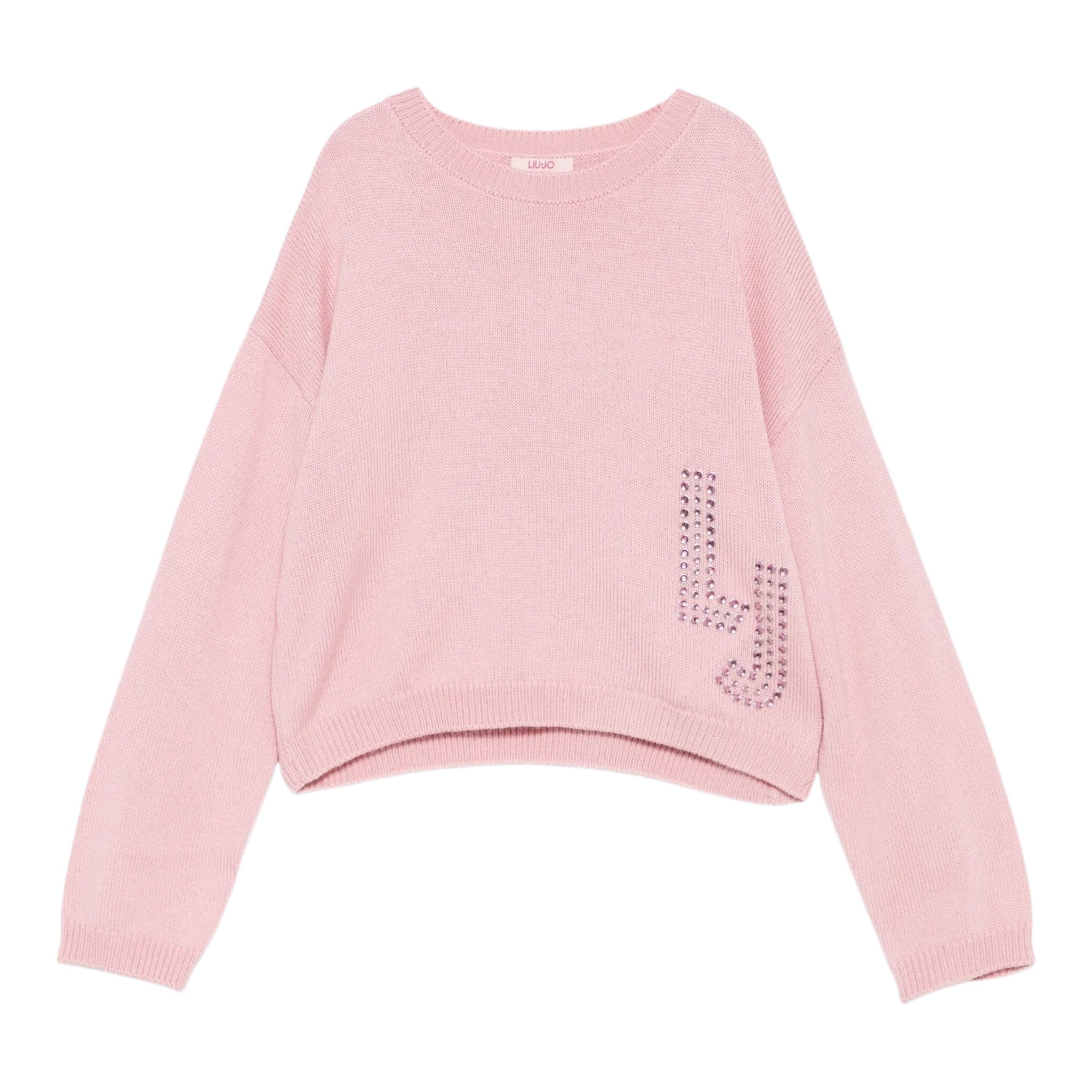 Liu Jo Maglia Girocollo tinta unita con Logo Rosa per Bambina GF5089XXX ROSA LIU JO 