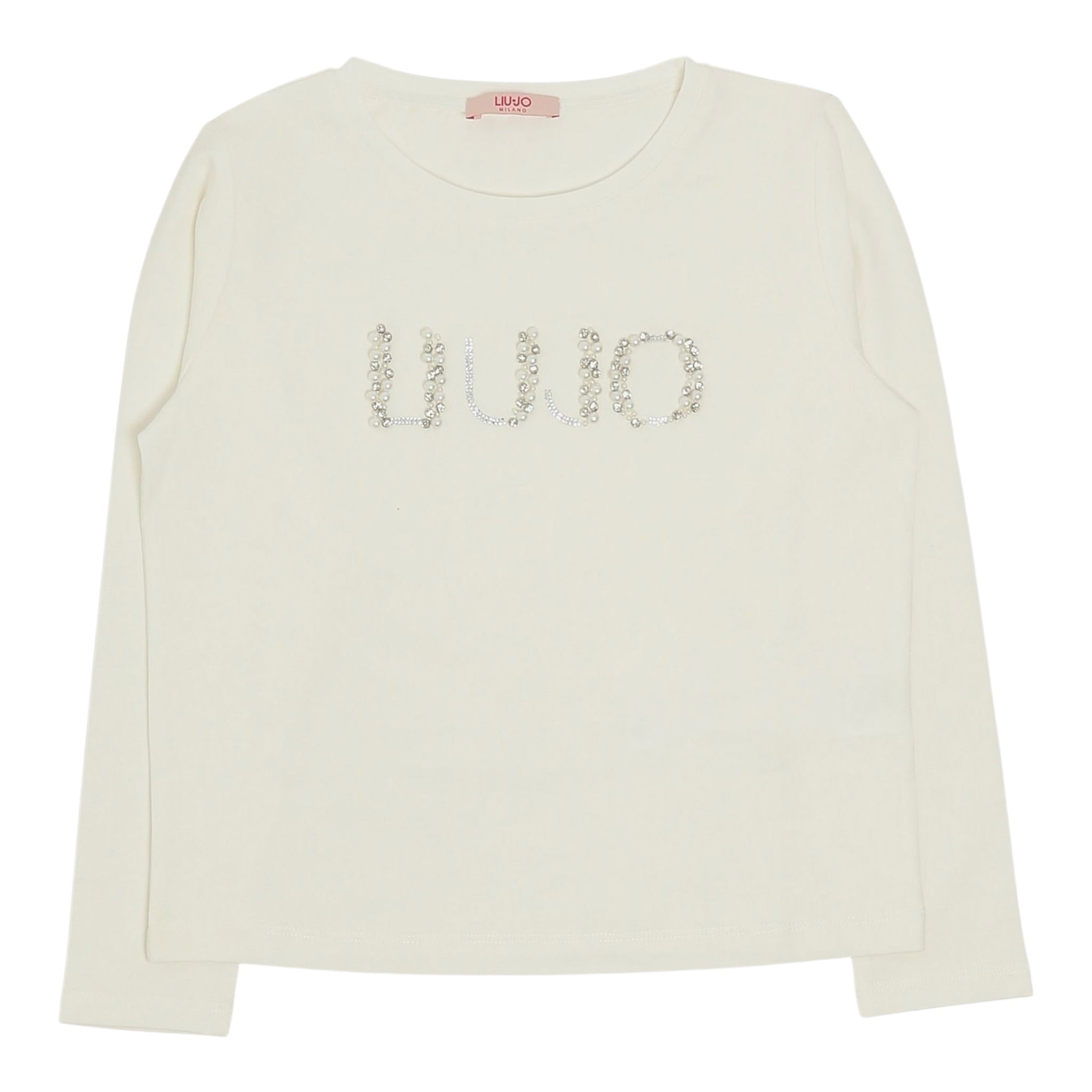Liu Jo Shirt Girocollo tinta unita con Brillantini Bianco per Bambina GF5108XXX BIANCO LIU JO 