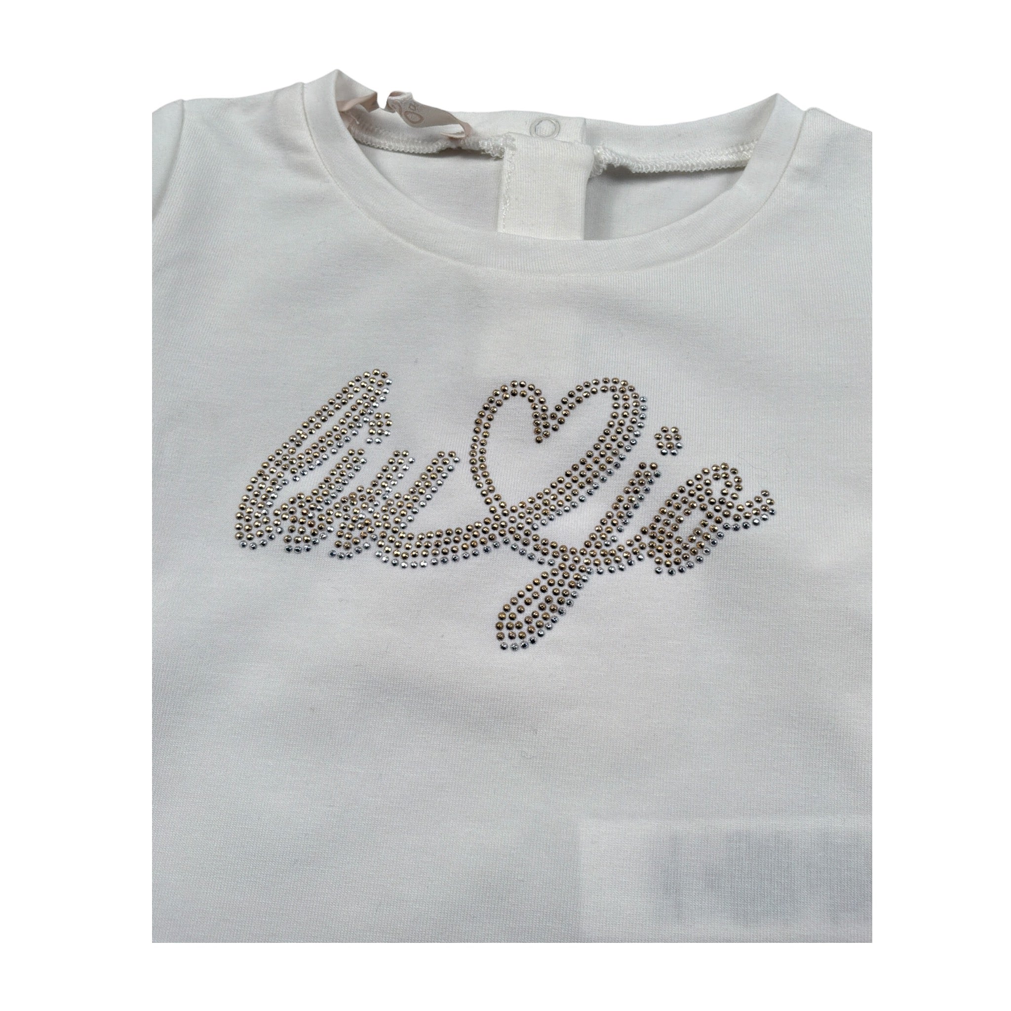 Liu Jo Shirt Girocollo tinta unita con Brillantini Bianco per Neonata HF5025 BIANCO LIU JO 