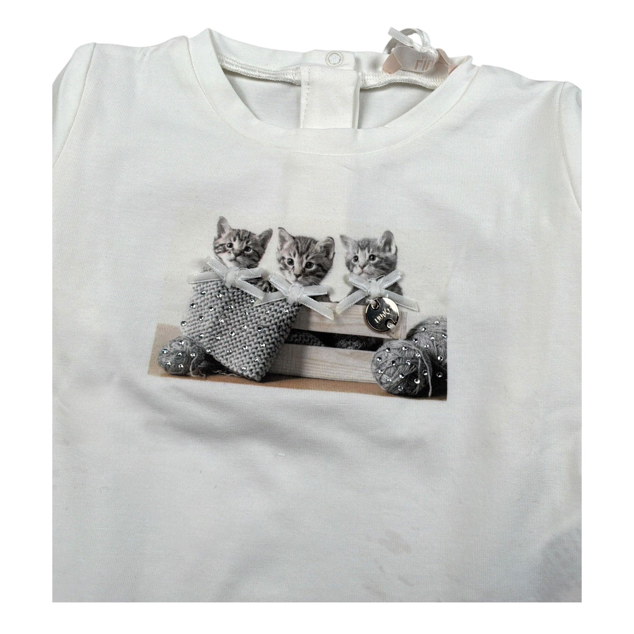 Liu Jo Shirt Girocollo tinta unita con Brillantini Bianco per Neonata HF5026J00 BIANCO LIU JO 