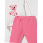 Liu Jo Completo 2Pz Felpa-Leggins Bicolore Bianco/Rosa per Neonata HF5038 BIANCO/ROSA LIU JO 