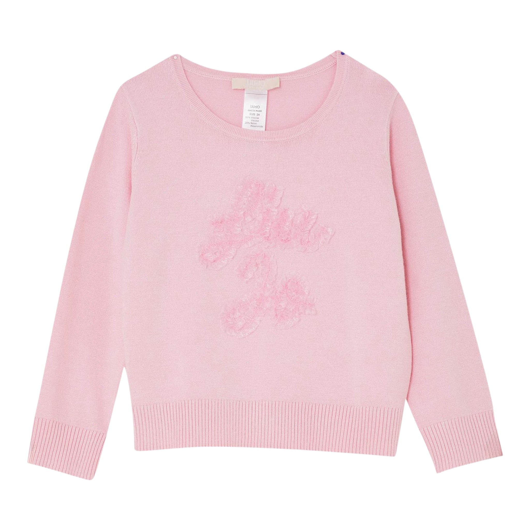 Liu Jo Maglia tinta unita con Ricamo Rosa per Bambina KA4035J ROSA LIU JO 