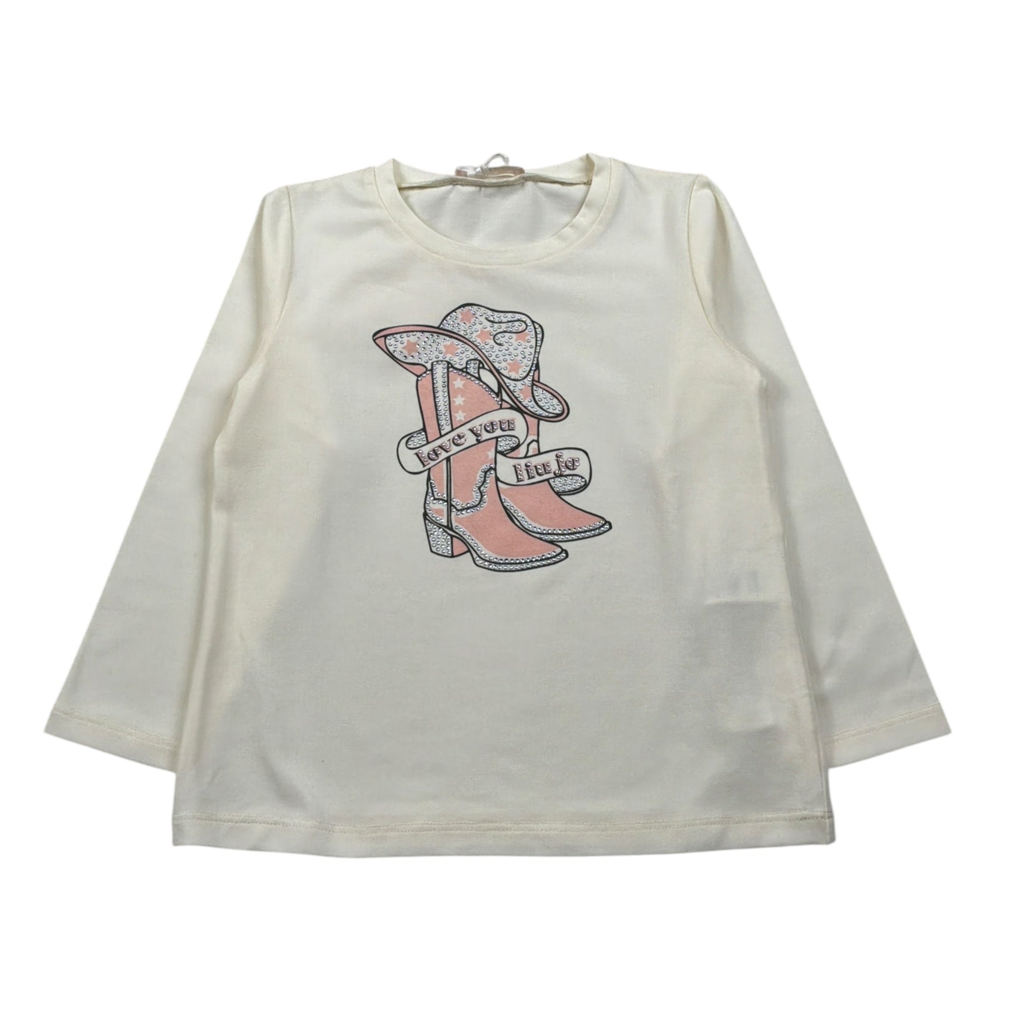 Liu Jo Shirt Girocollo tinta unita con Stampe Panna per Neonata KF4088 PANNA LIU JO 