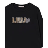 Liu Jo Shirt tinta unita con Stampa Nero per Neonata KF5033 NERO LIU JO 