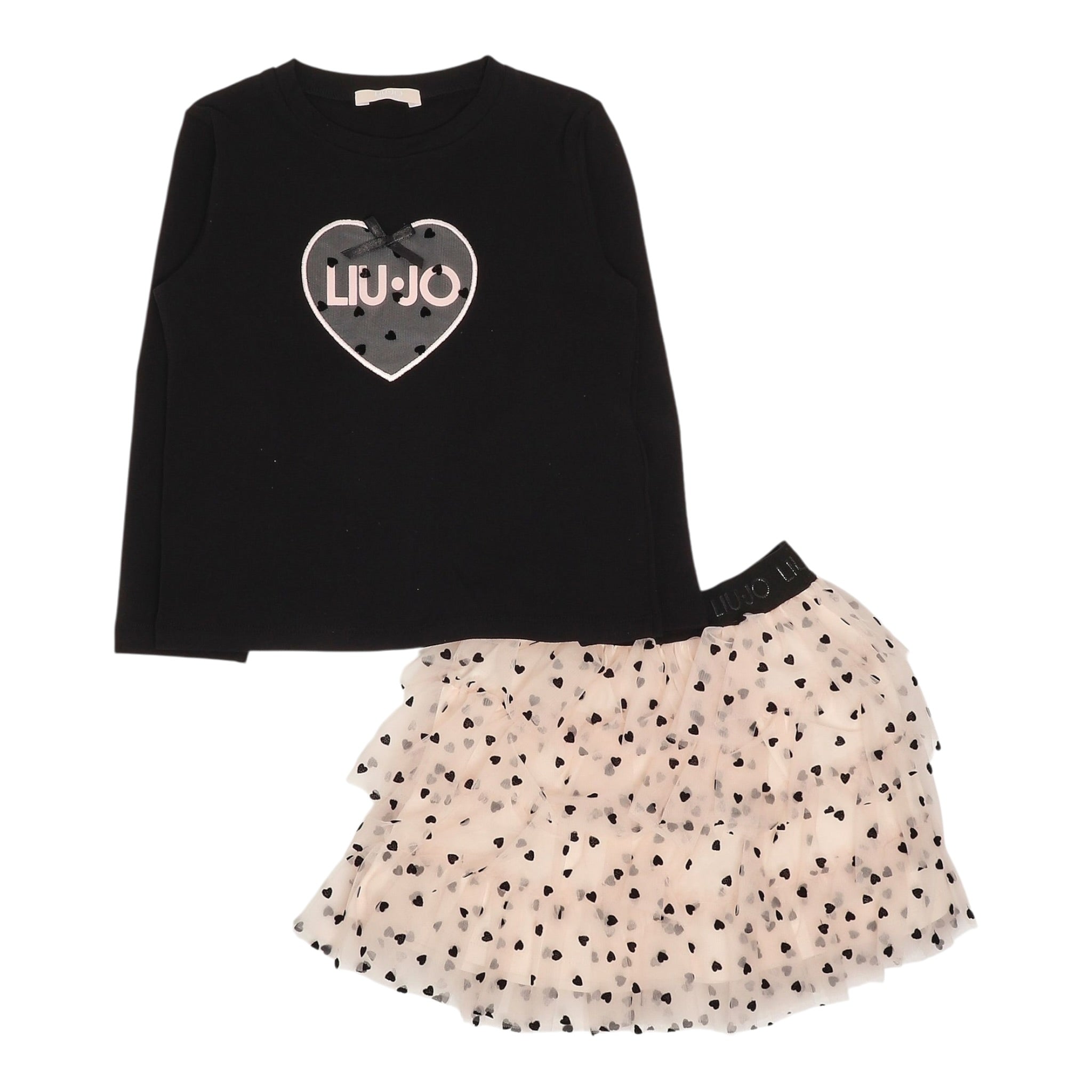 Liu Jo Completo 2 Pezzi Shirt-Gonna Nero/Rosa per Bambina KF5037XX NERO/ROSA LIU JO 