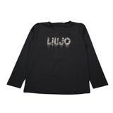 Liu Jo Shirt Girocollo tinta unita con Brillantini Nero per Neonata KF5048J NERO LIU JO 