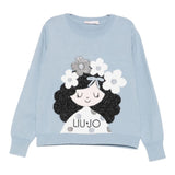 Liu Jo Maglia Girocollo tinta unita con Ricami Azzurro per Neonata KF5057 AZZURRO LIU JO 