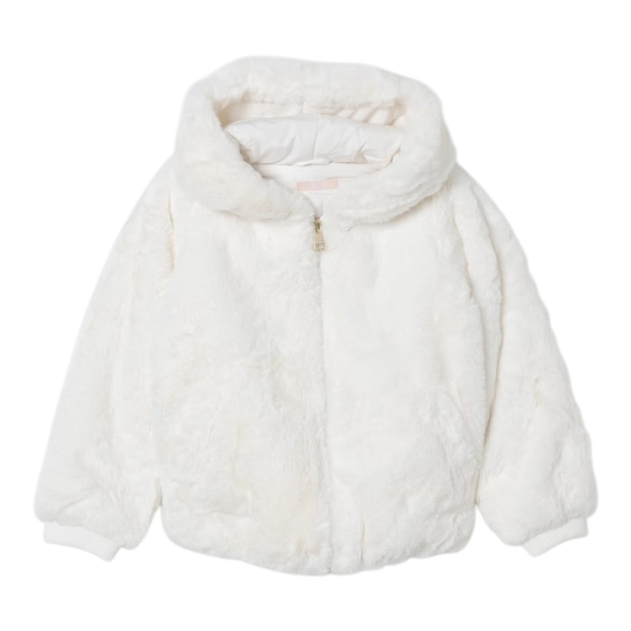 Liu Jo Pelliccia Tinta Uita con Zip E Cappuccio Panna per Bambina KF5058 PANNA LIU JO 