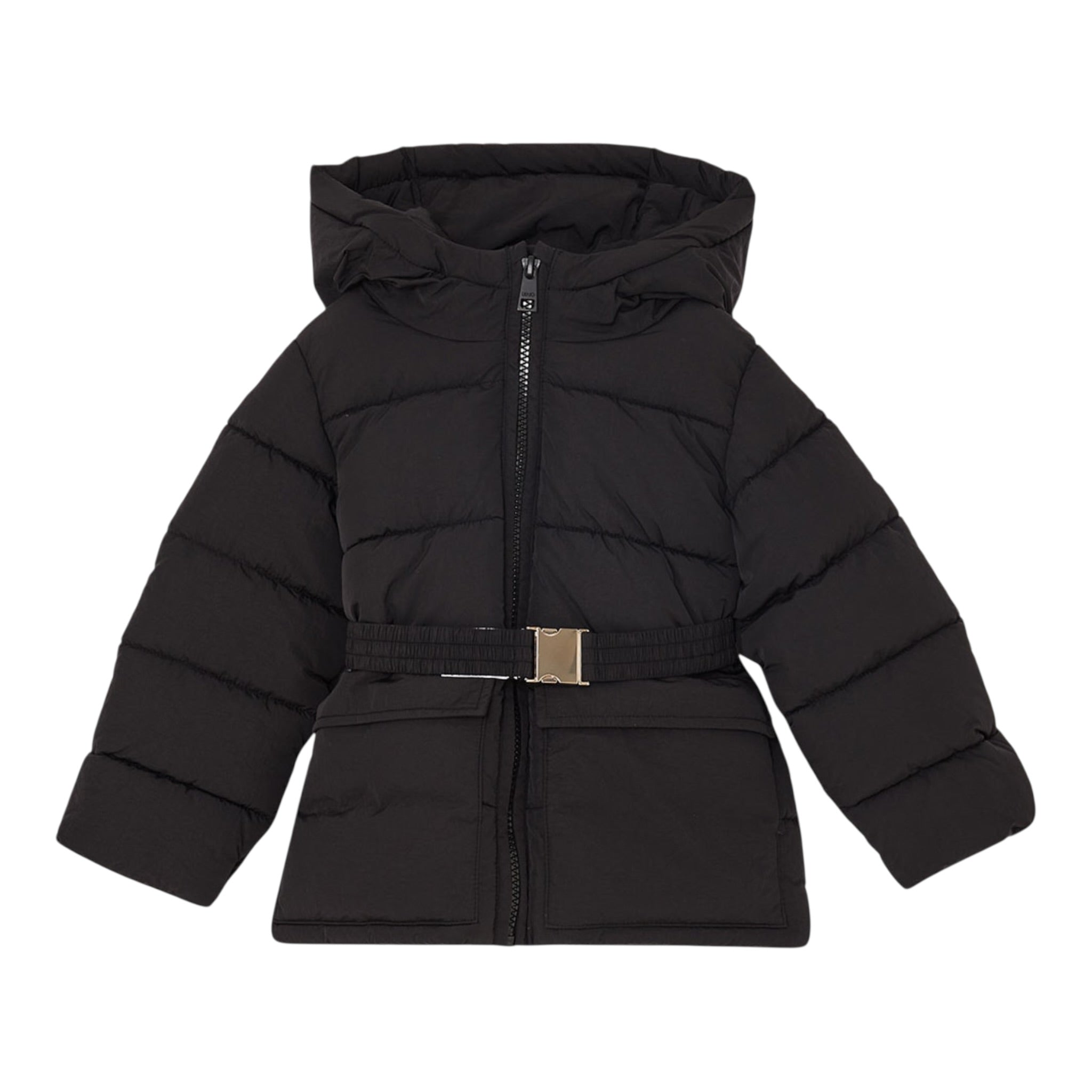 Liu Jo Giubbino tinta unita con Cappuccio Nero per Bambina KF5059 NERO LIU JO 