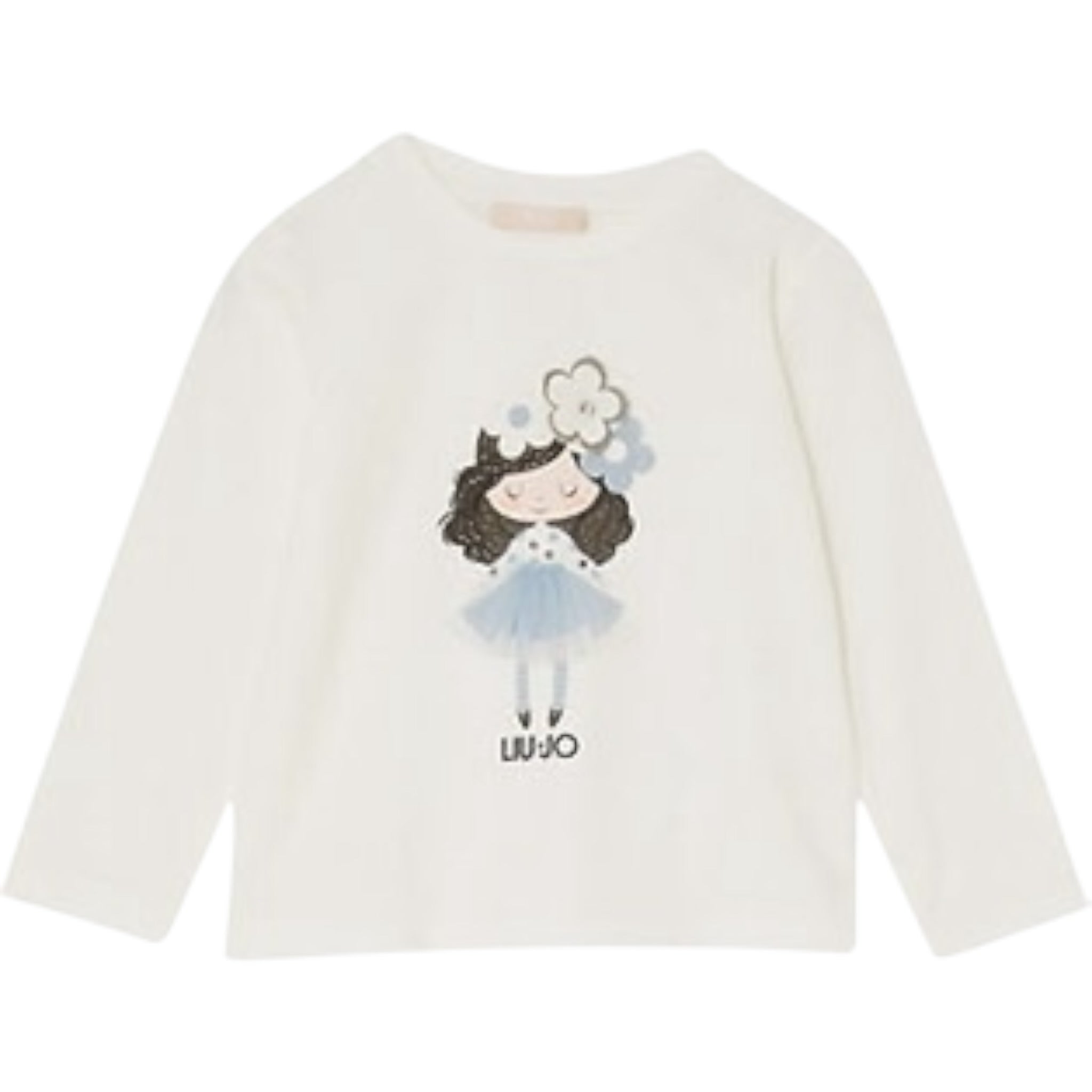 Liu Jo Shirt Girocollo tinta unita con Brillantini Bianco per Neonata KF5076X BIANCO LIU JO 