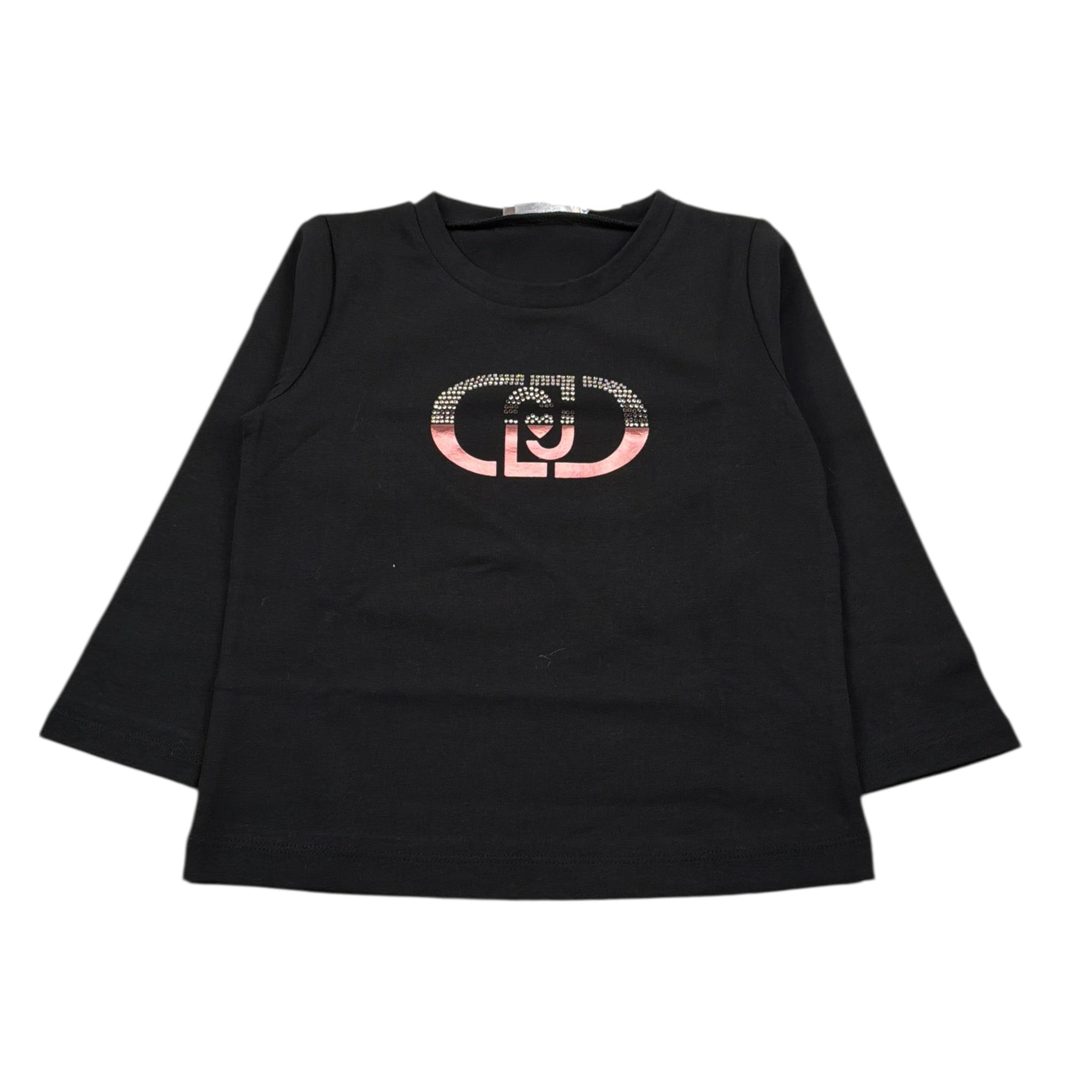 Liu Jo Shirt Girocollo tinta unita con Logo Nero per Neonata KF5087 NERO LIU JO 
