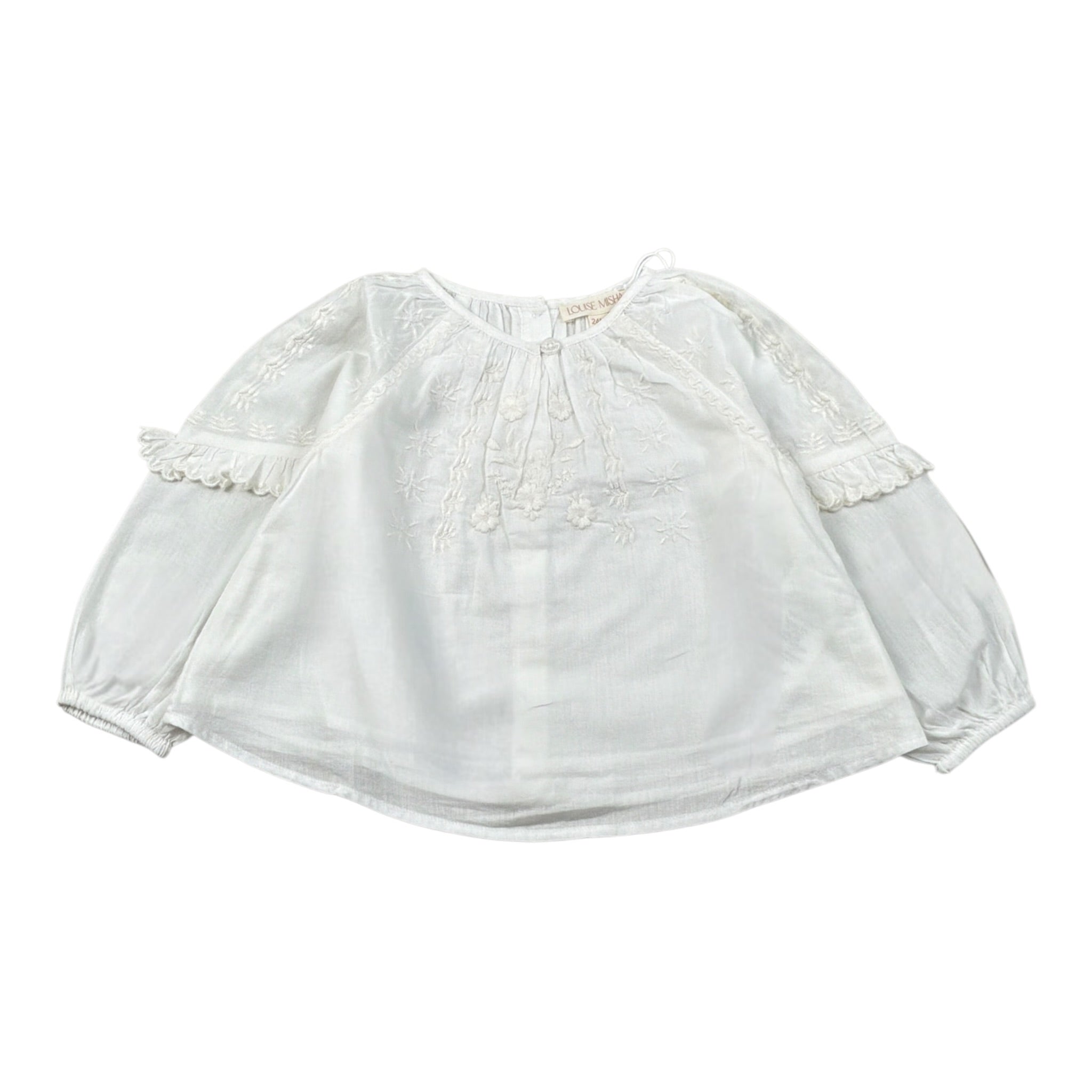 Louise Misha Camicia tinta unita con Ricami Bianco per Bambina GRIW25B0068 BIANCO LOUISE MISHA 