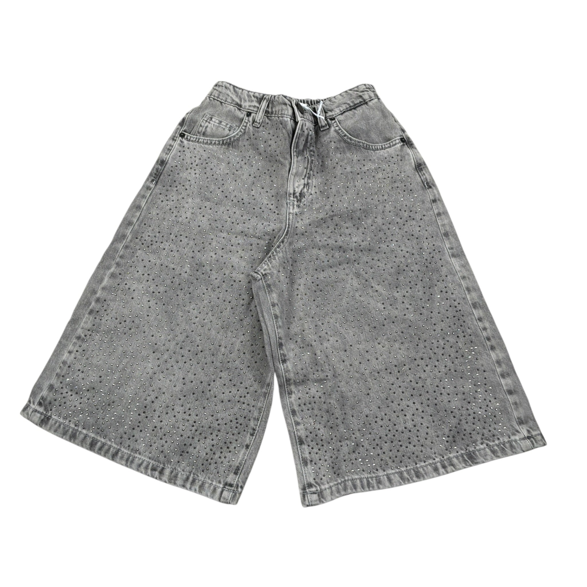 Lu Lu By Miss Grant Bermuda In Denim tinta unita con Brillantini Grigio per Bambina LL3922 GRIGIO LU LU BY MISS GRANT 