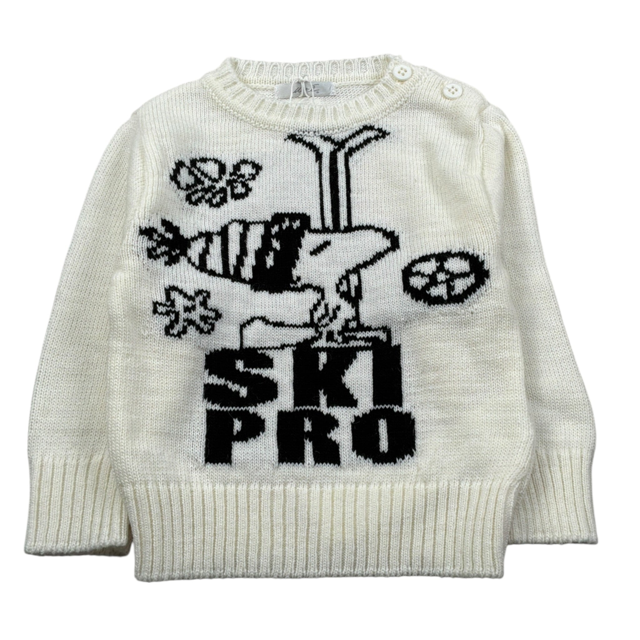 U+È Maglia Girocollo tinta unita con Ricami Panna per Neonato UEM0395 PANNA U+è 