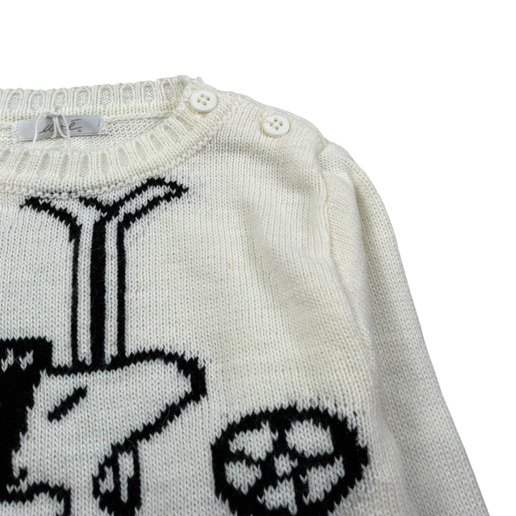 U+È Maglia Girocollo tinta unita con Ricami Panna per Neonato UEM0395 PANNA U+è 