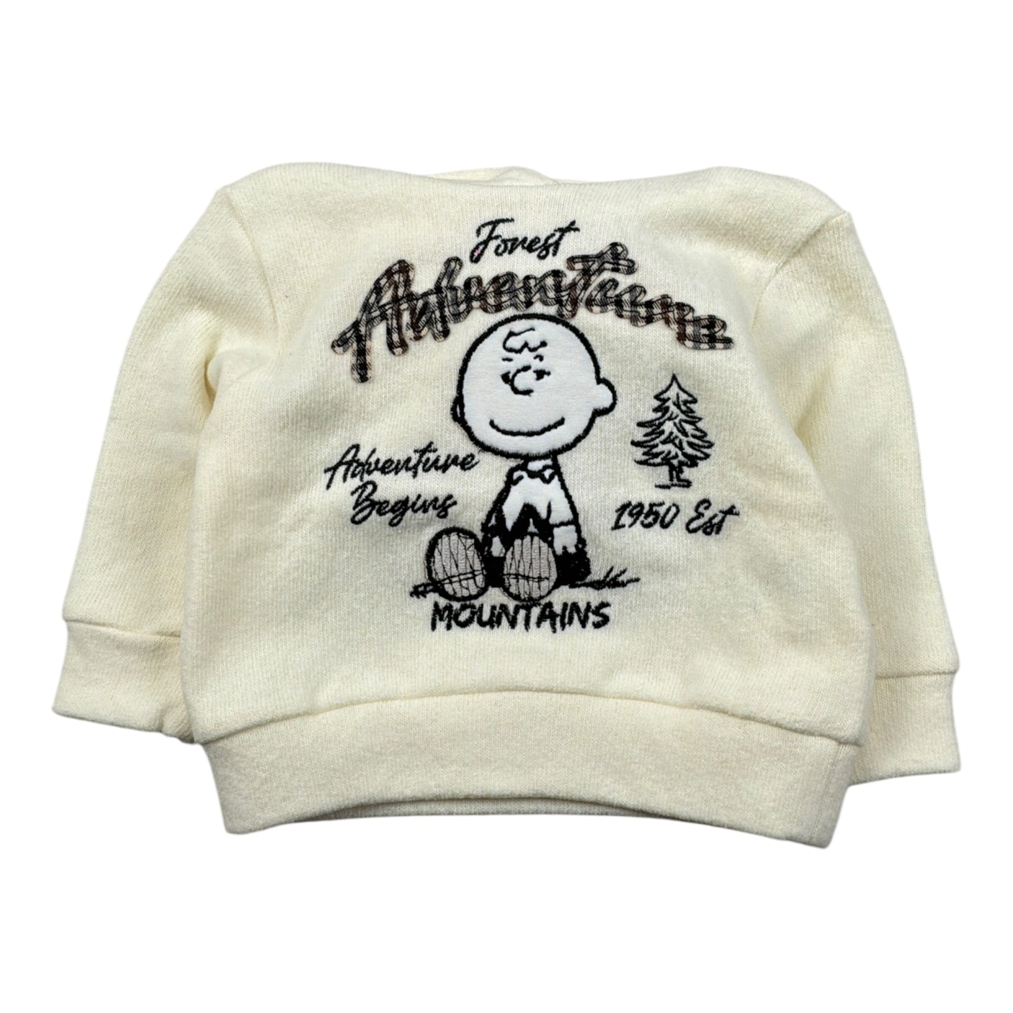 U+È Felpa In Maglia tinta unita con Stampa Panna per Neonato UEM0434 PANNA U+è 