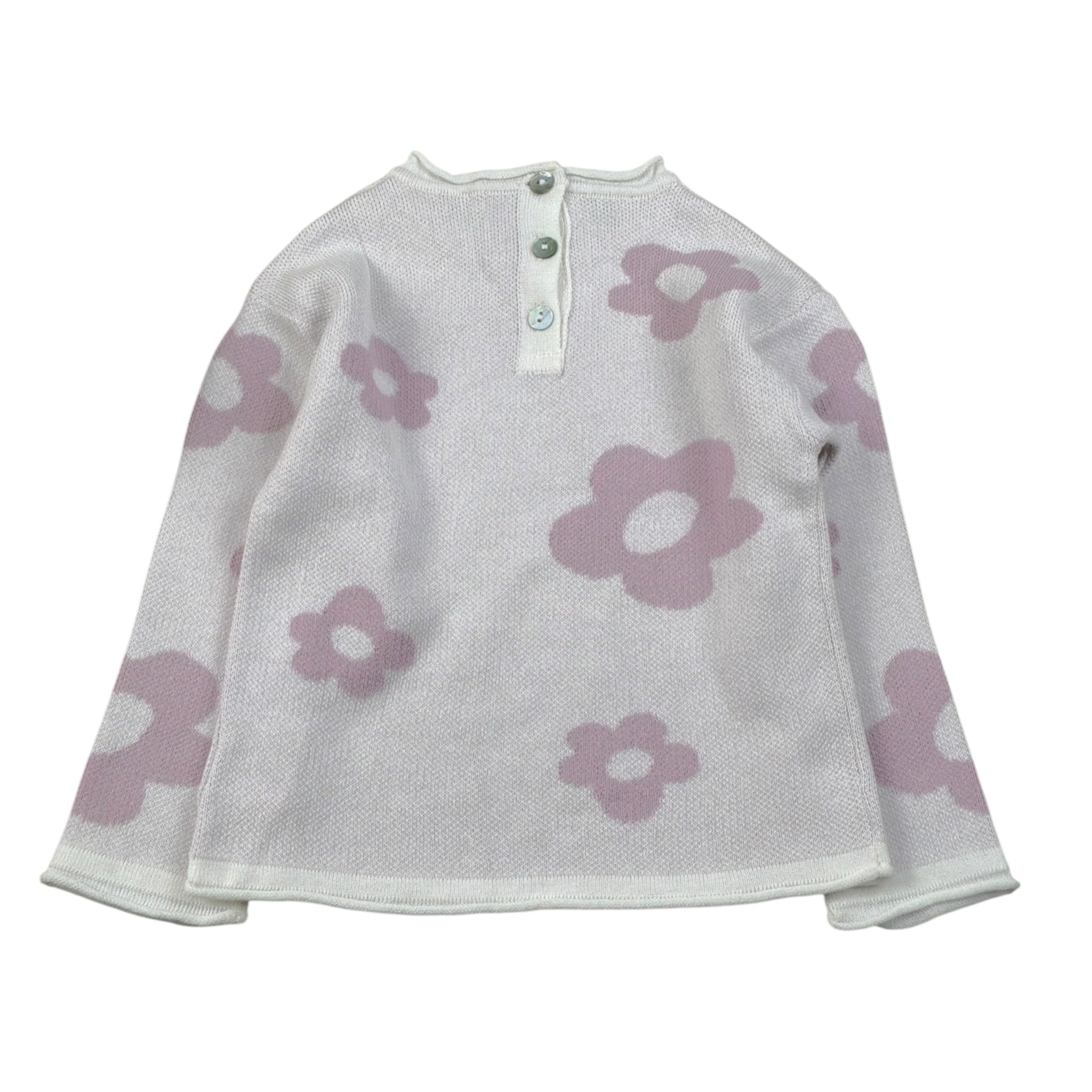 Maglifici Di Verona Maglia tinta unita con Stampa Fiori Bianco per Neonata 045334 BIANCO MAGLIFICI DI VERONA 