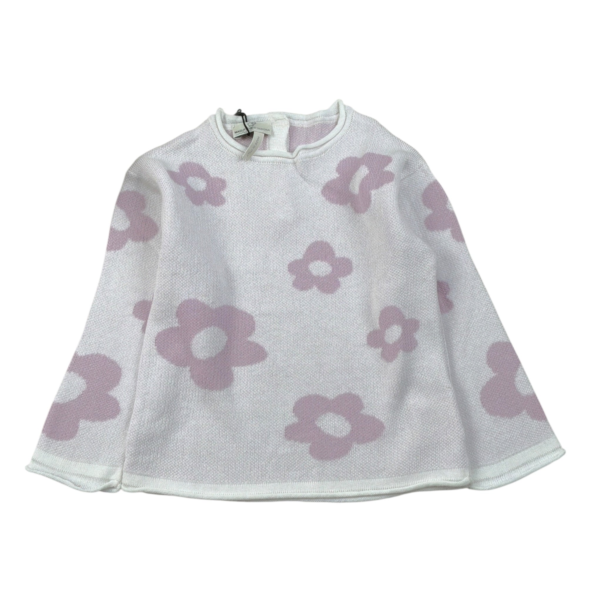 Maglifici Di Verona Maglia tinta unita con Stampa Fiori Bianco per Neonata 045334 BIANCO MAGLIFICI DI VERONA 