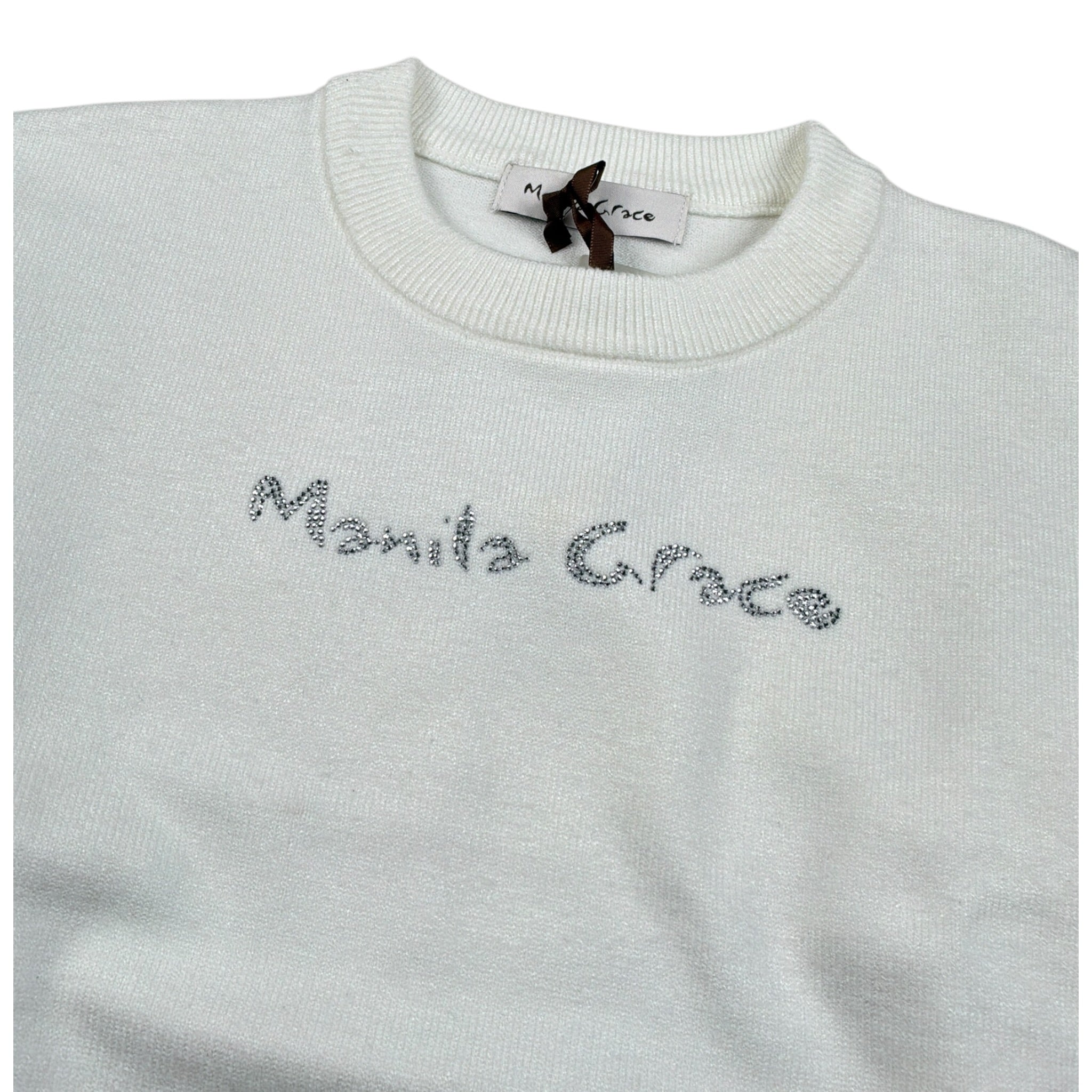 Manila Grace Maglia Girocollo tinta unita Panna per Bambina M2828W25 PANNA MANILA GRACE 