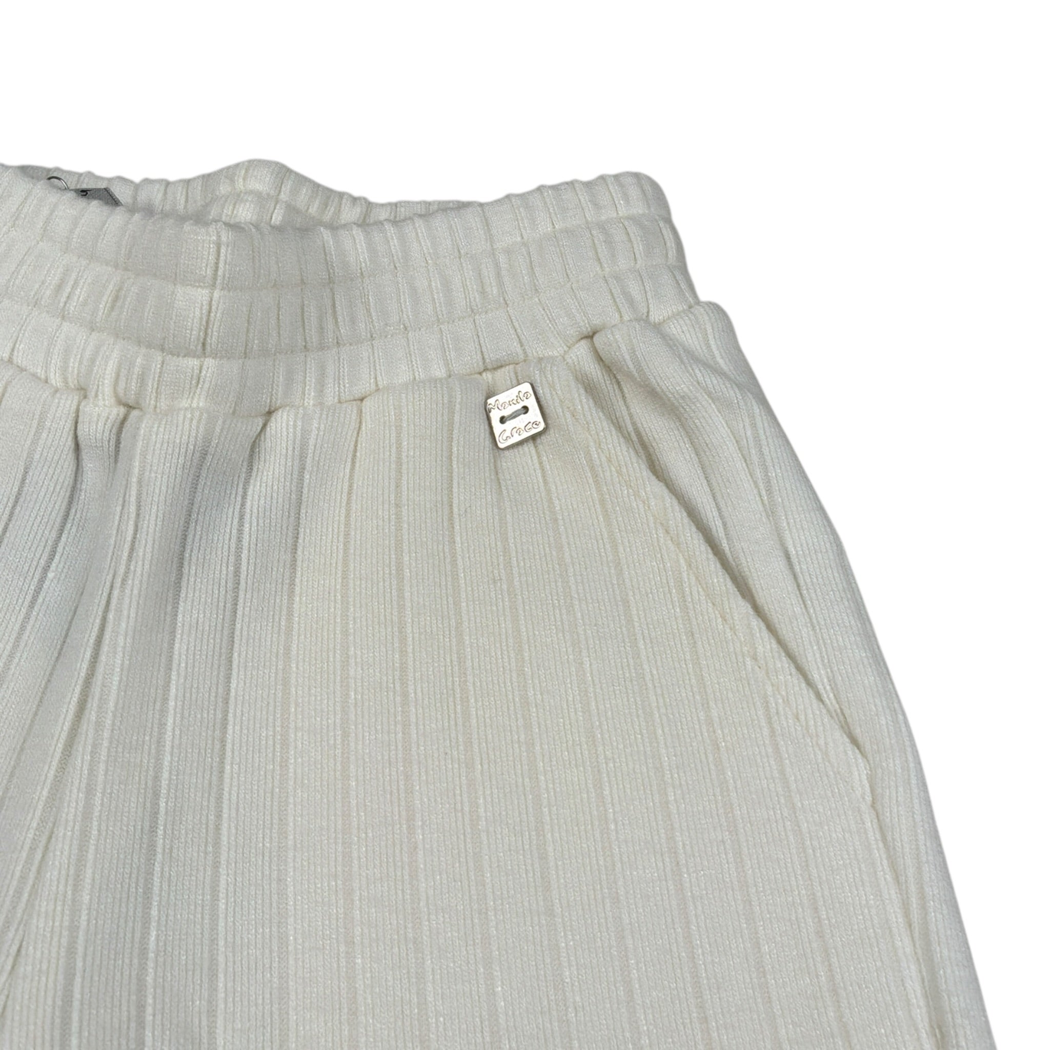 Manila Grace Pantalone tinta unita con Elastico In Vita Panna per Bambina MFBF24P204 PANNA MANILA GRACE 