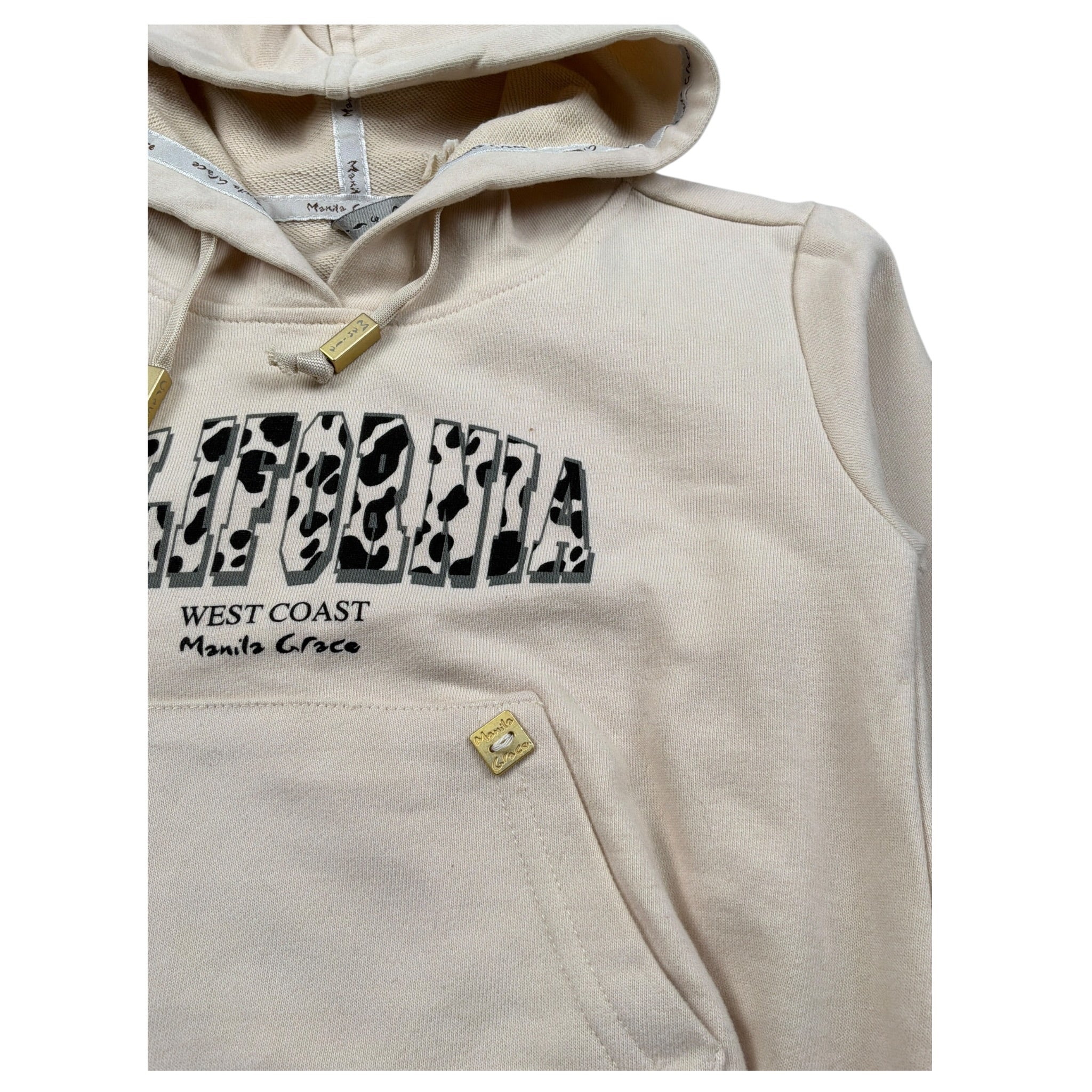 Manila Grace Felpa Chiusa con Cappuccio tinta unita Beige per Bambina MFBF24W252 BEIGE MANILA GRACE 