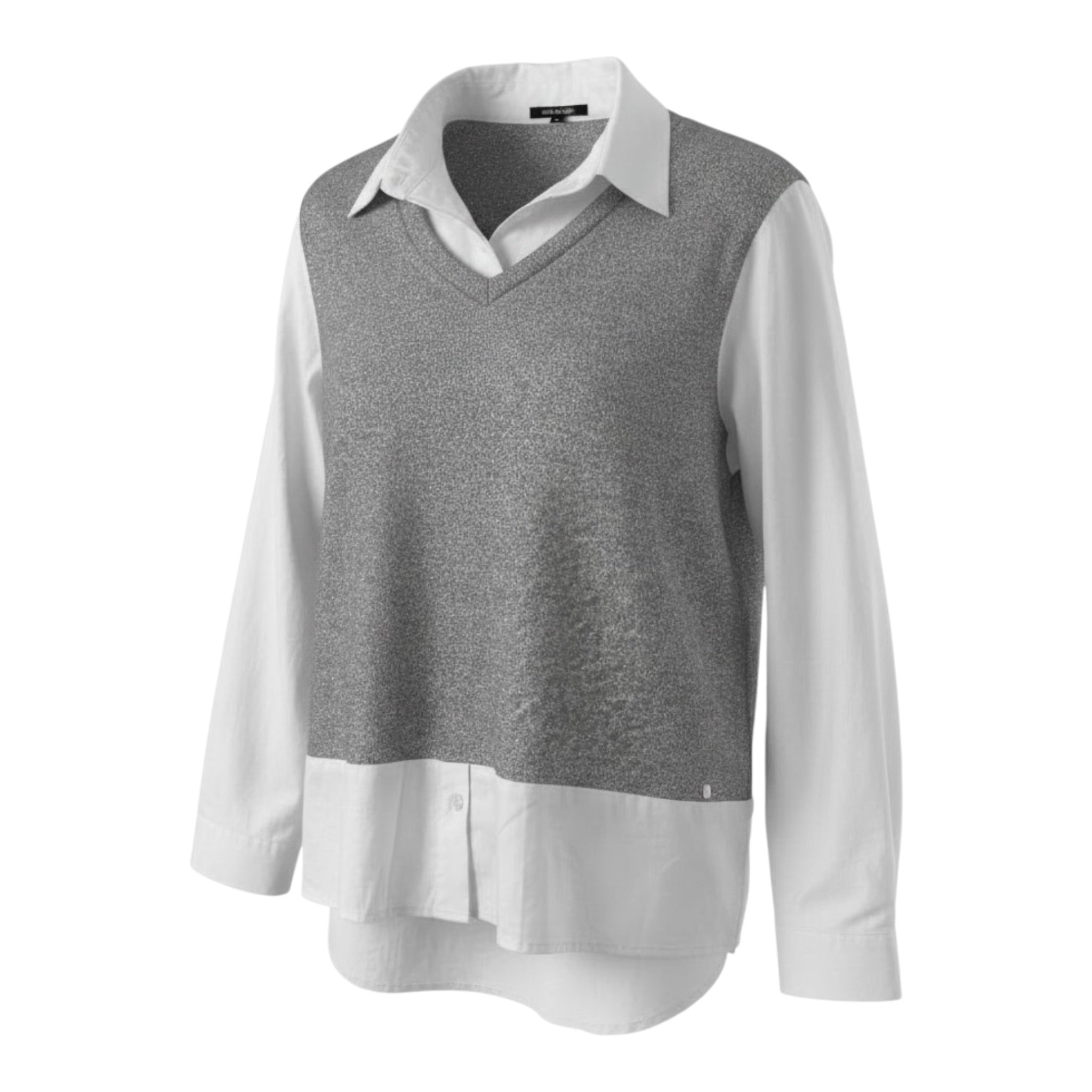 Manila Grace Maglia con Camicia Incorporata Bicolore Grigio per Bambina MFJF24M099 GRIGIO MANILA GRACE 