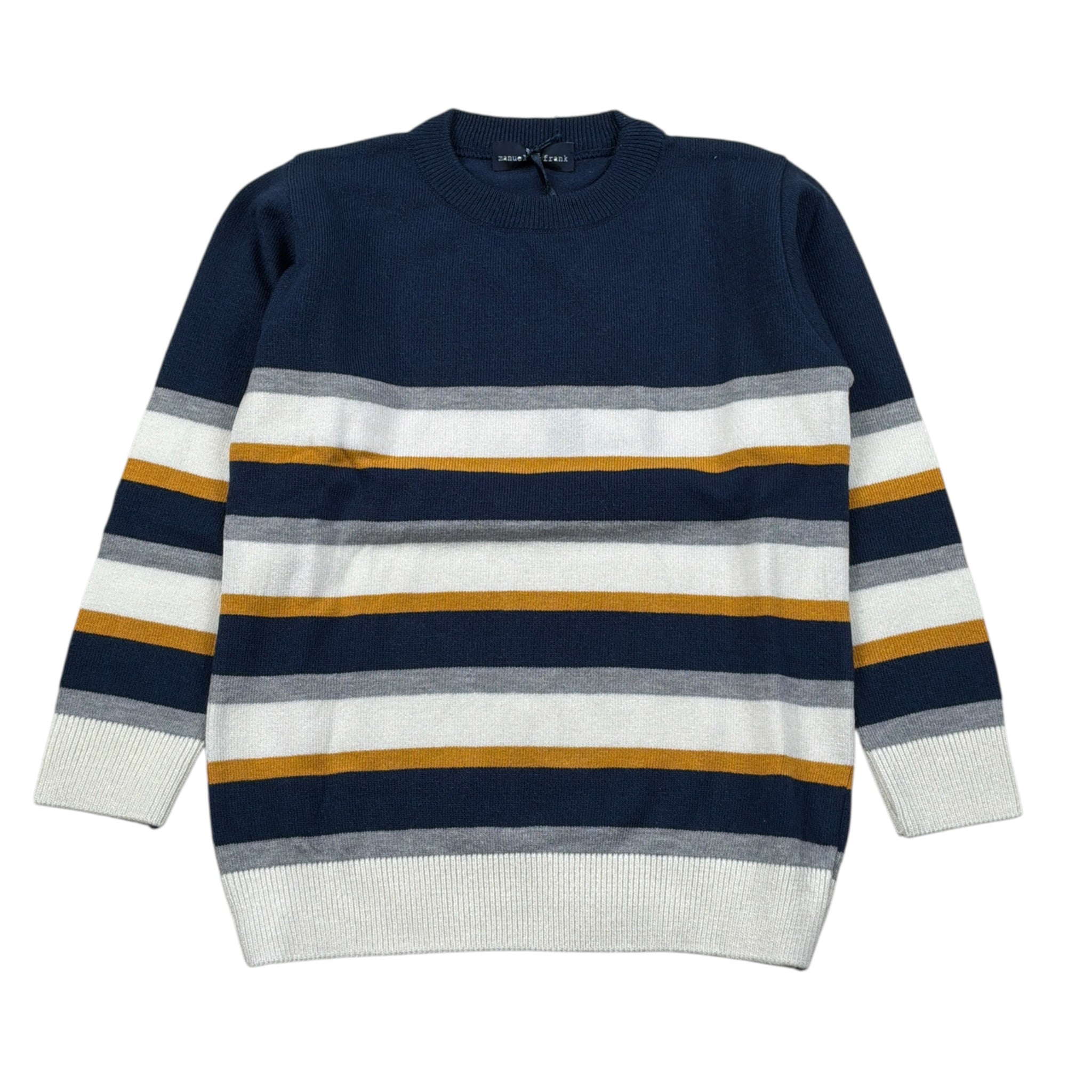 Manuel & Frank Maglia Tricolore Girocollo con Fantasia A Righe Blu per Bambino MF4321B BLU MANUEL & FRANK 