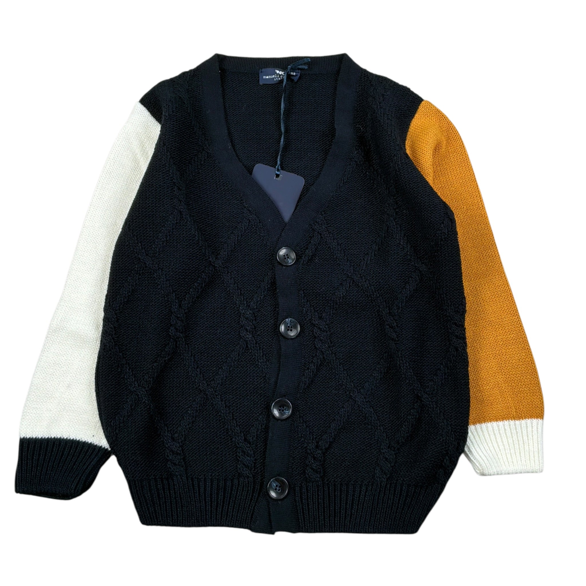 Manuel & Frank Cardigan Tricolore con Bottoni Blu per Neonato MF4371BN BLU MANUEL & FRANK 