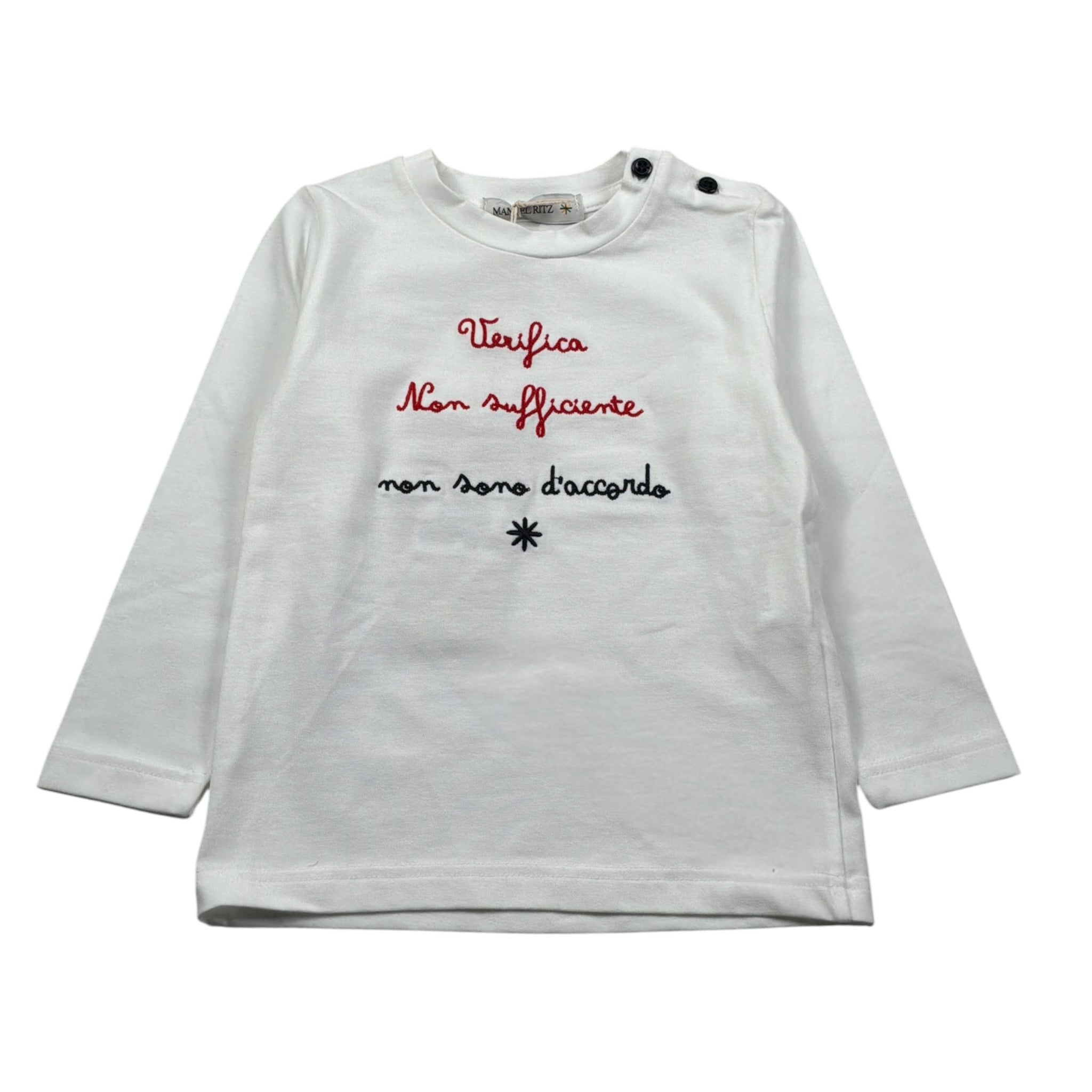 Manuel Ritz Shirt Girocollo tinta unita con Ricami Bianco per Neonato MR2816 BIANCO MANUEL RITZ 