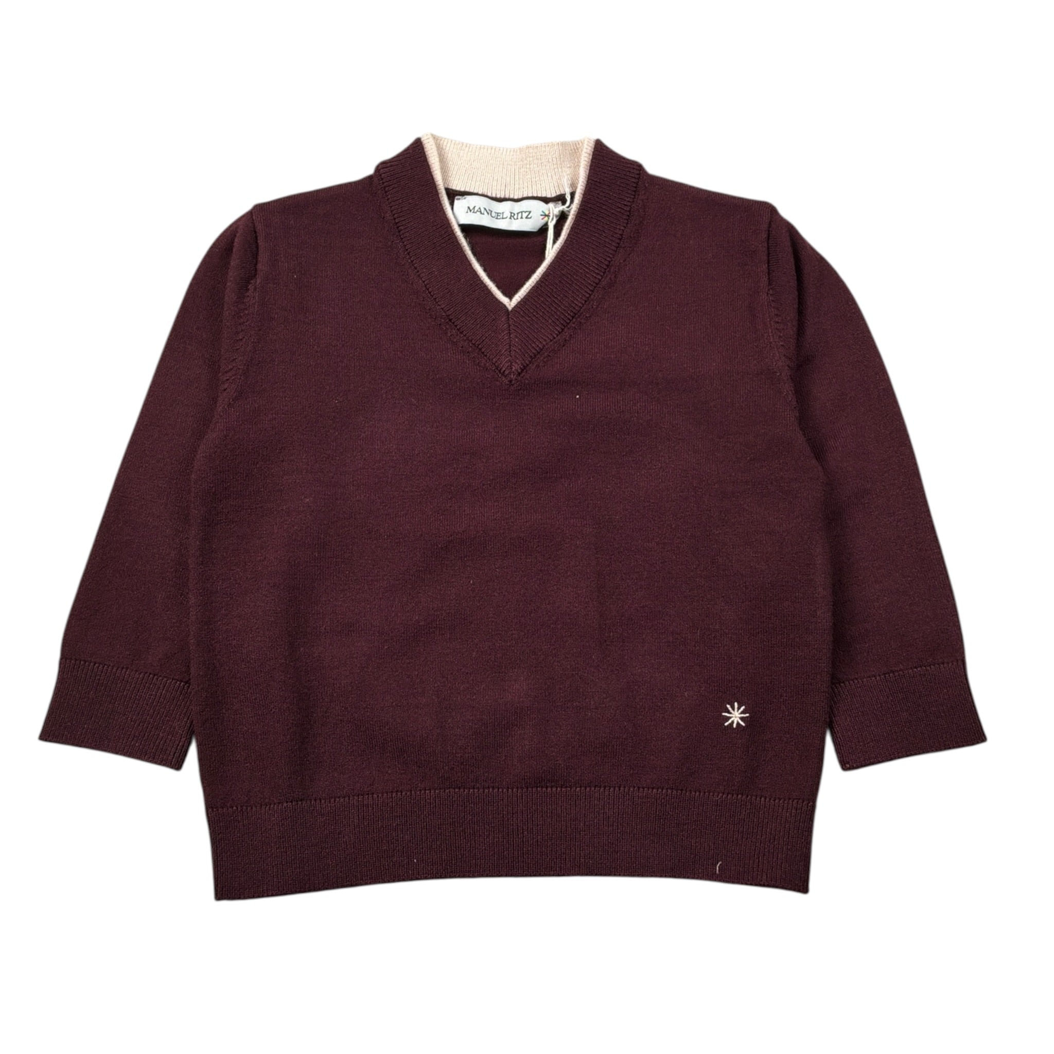 Manuel Ritz Maglia tinta unita Scollo A V Vinaccio per Bambino MR3149X VINACCIO MANUEL RITZ 